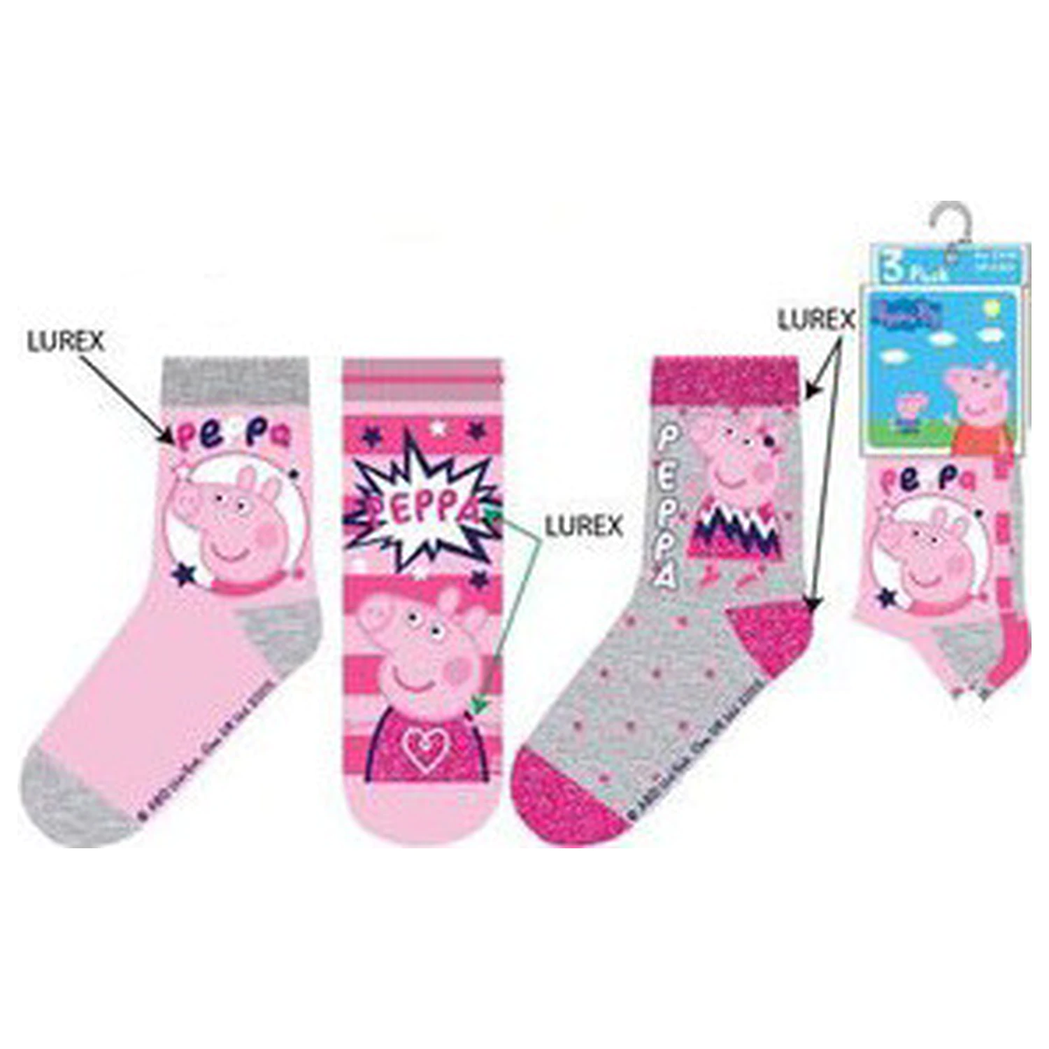 Peppa Pig Sparkle Steps Grey șosete pentru copii 27/30 poza produsului