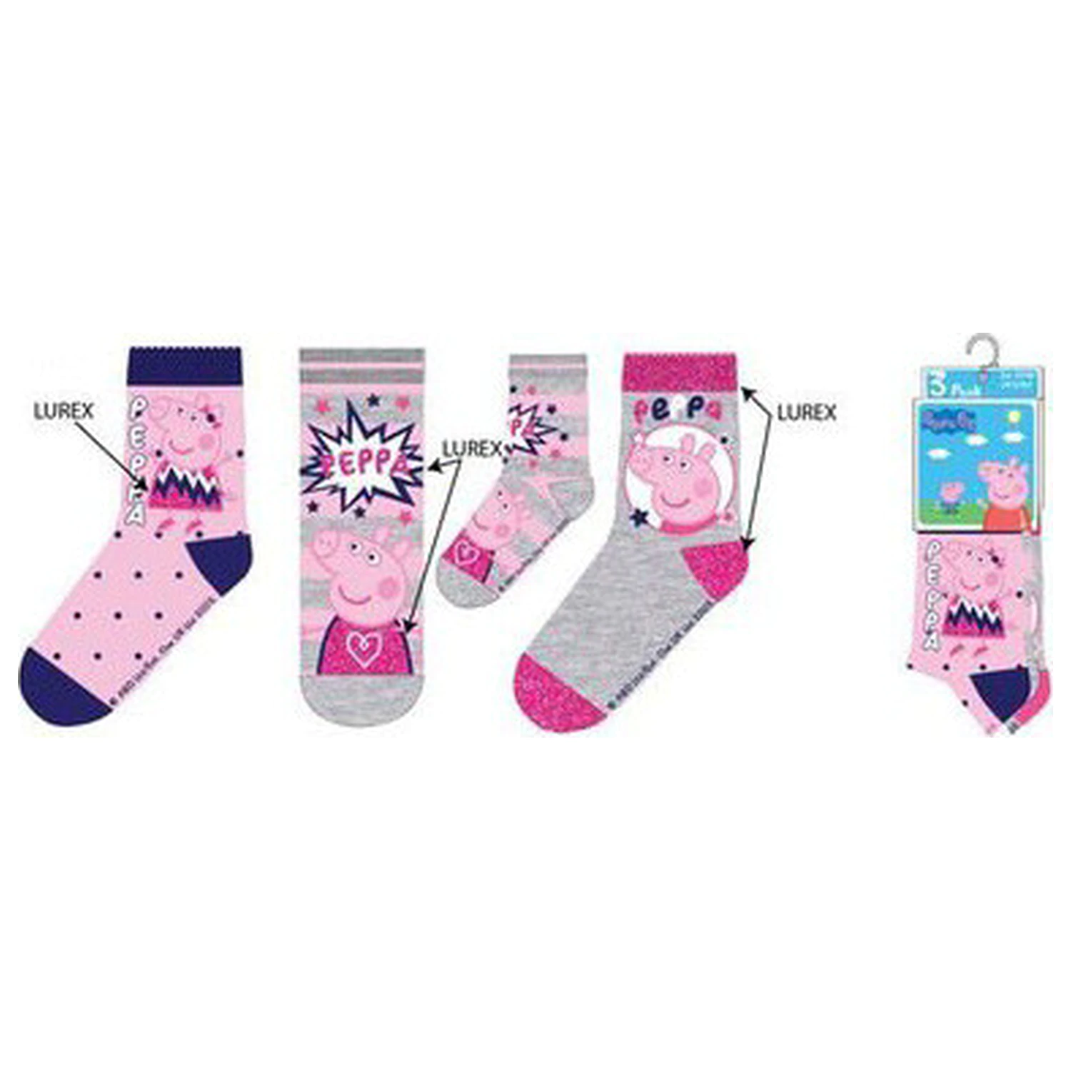 Peppa Pig Sparkle Steps sosete copii 31/34 poza produsului