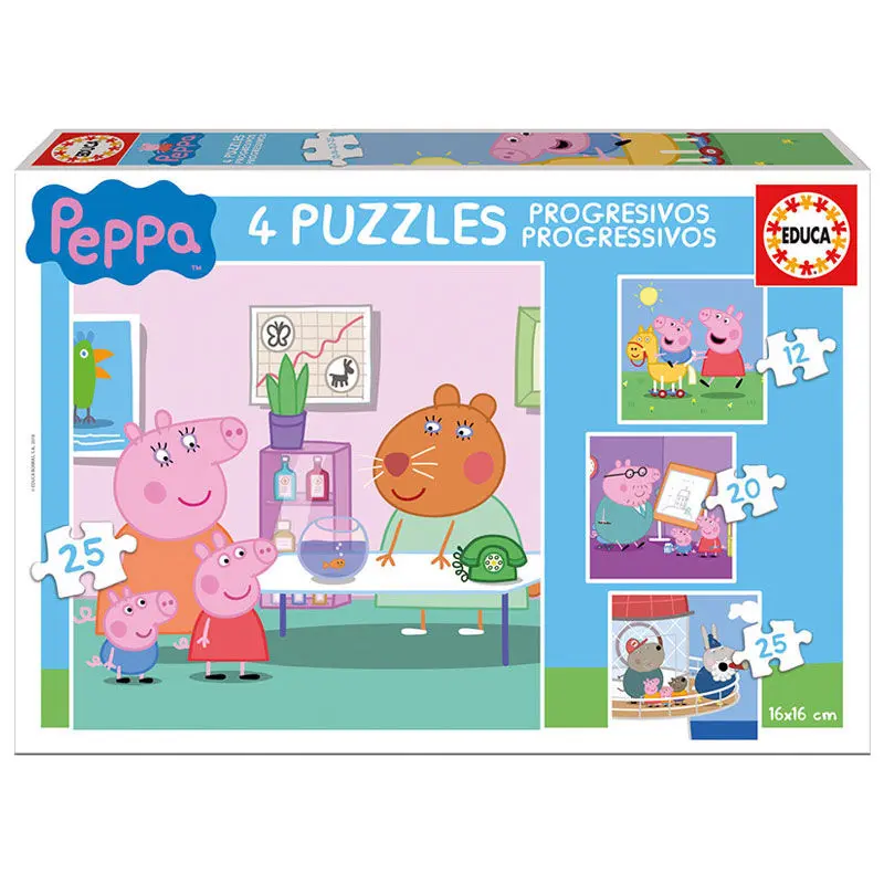 Puzzle progresiv Peppa Pig 12-16-20-25 piese poza produsului