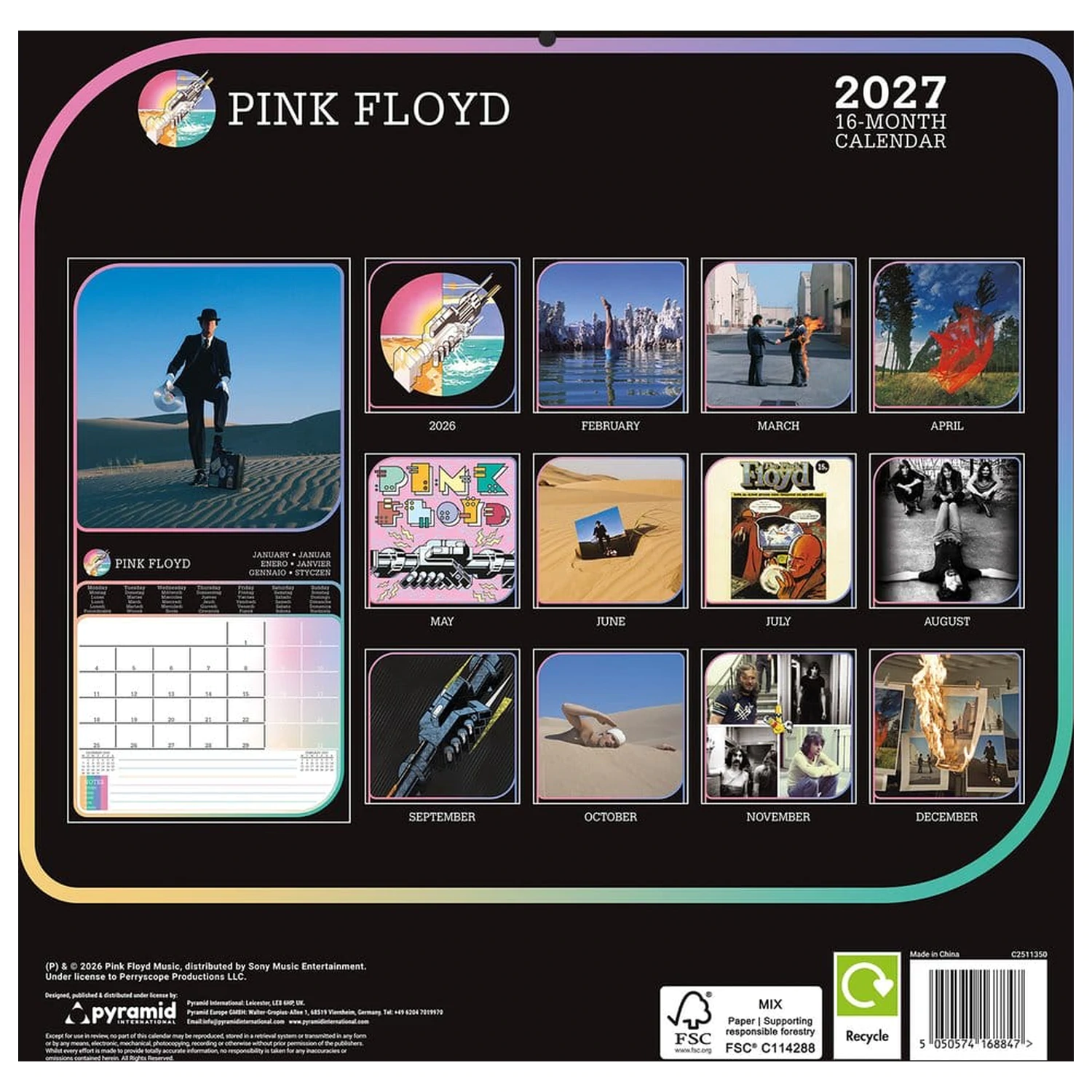 Pink Floyd Calendar 2027 30 x 30 cm poza produsului
