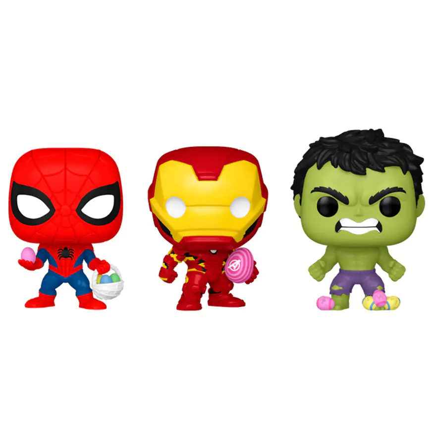 Figurine Pocket Funko POP 3 bucăți Marvel Spiderman Hulk Iron Man poza produsului