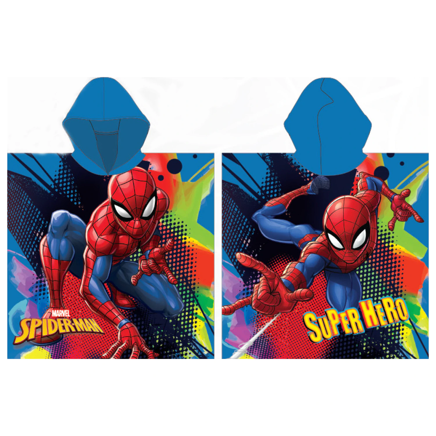 Prosop de plaja in forma de poncho Spider-Man Blue poza produsului