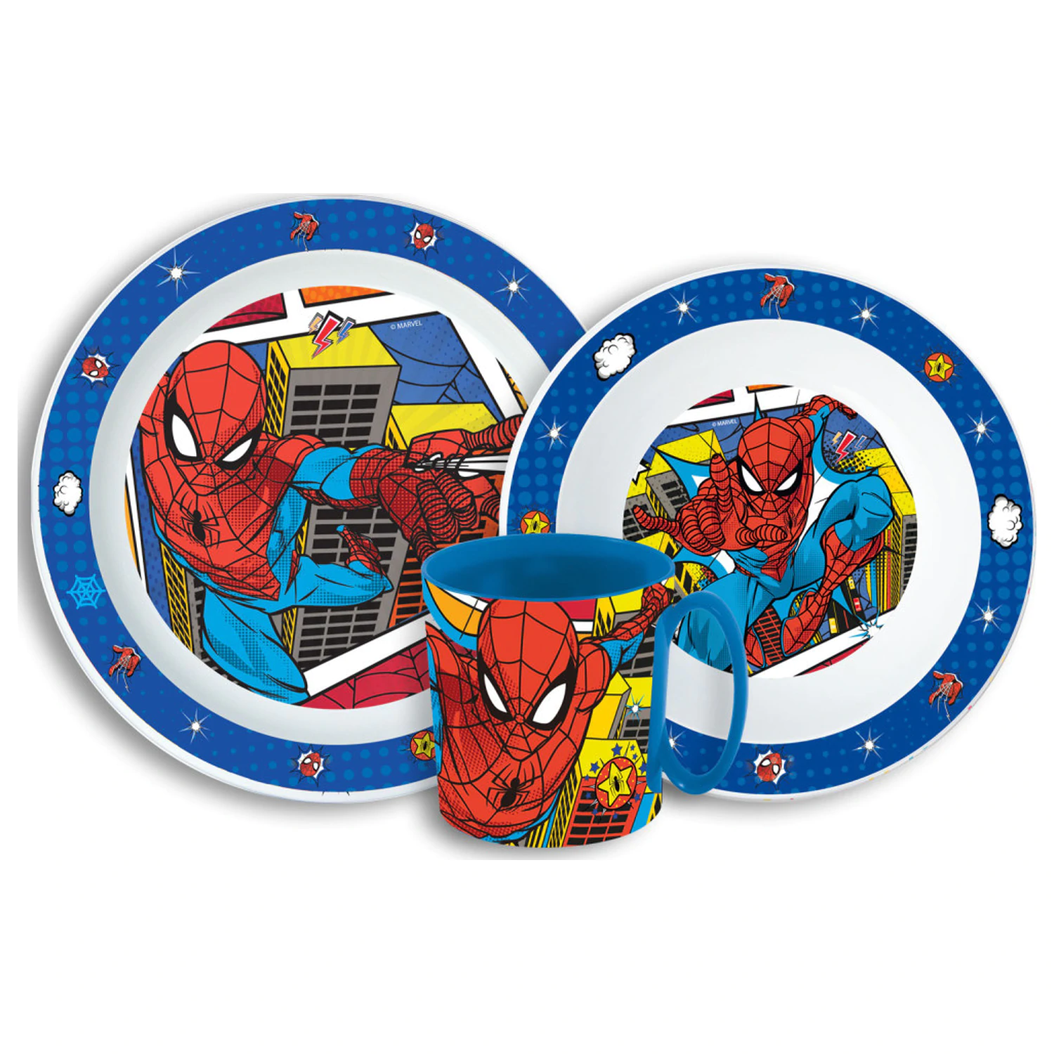 Spider-Man Grid set de vesela, set micro plastic cu cana de 350 ml poza produsului