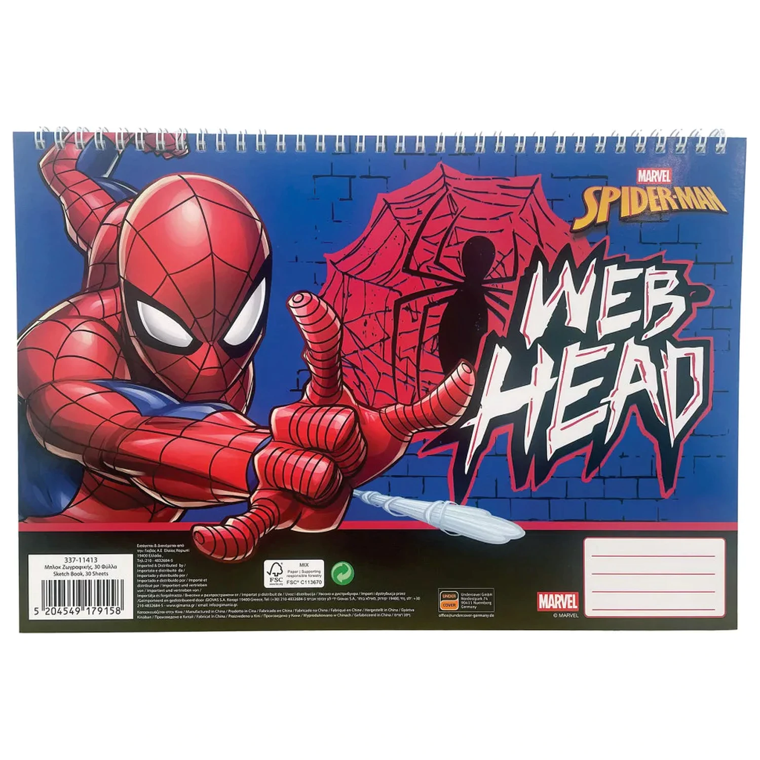 Spider-Man Web Head A/4 caiet de schite spiralat, 30 de coli poza produsului