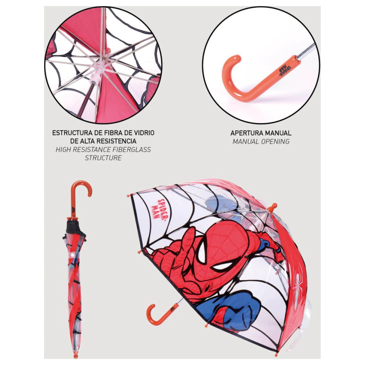 Spider-Man Web-Slinger Umbrelă transparentă pentru copii Ø71 cm poza produsului