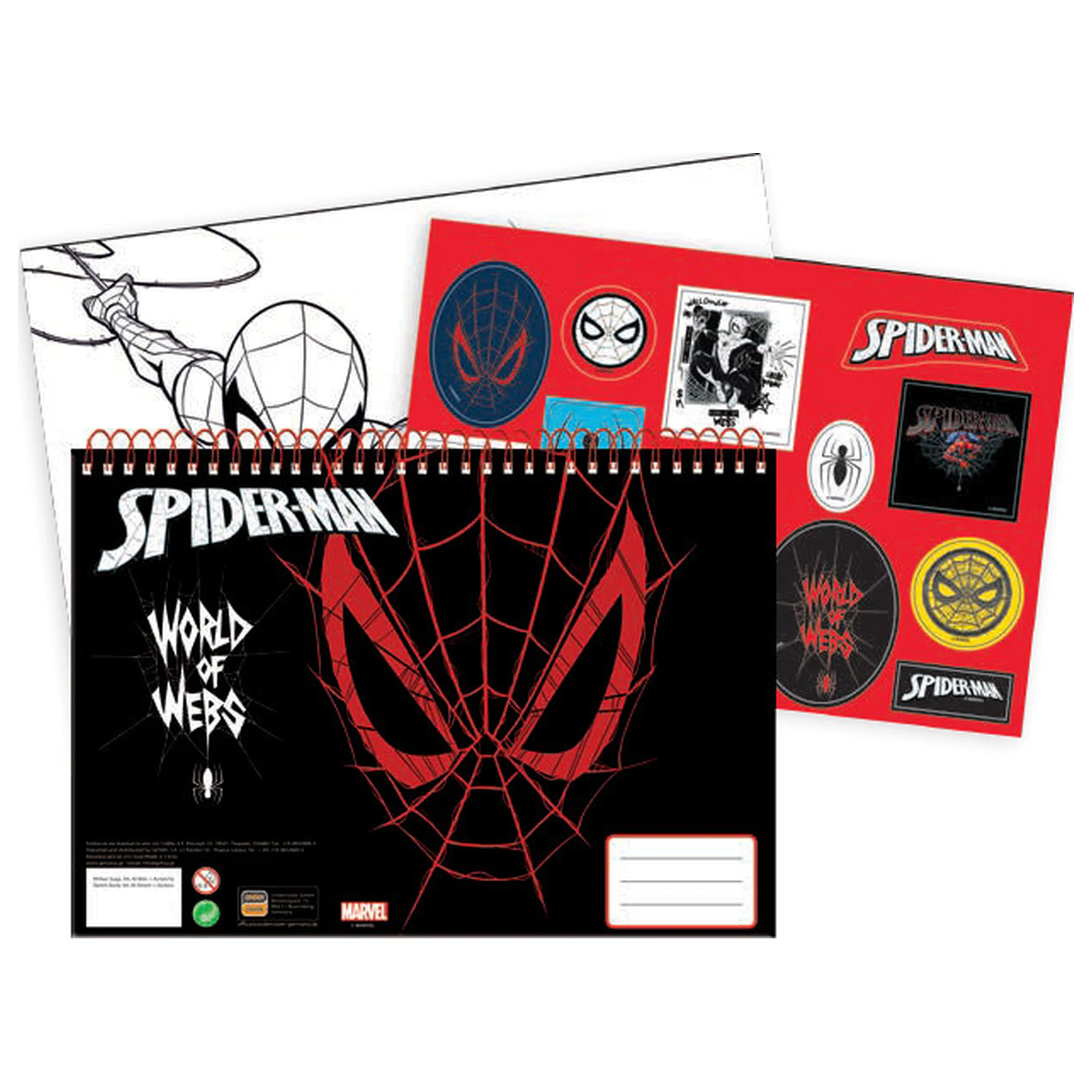 Spider-Man World of Webs A/4 Spiral Sketchbook cu 40 de Foi și Stickere poza produsului