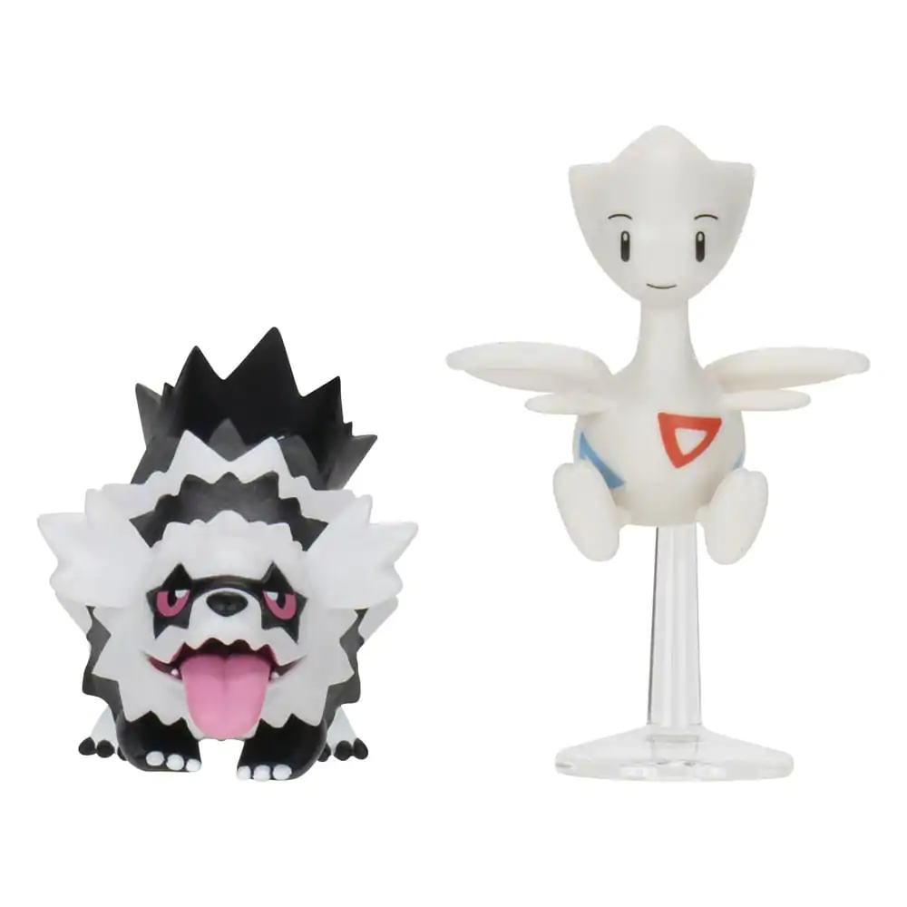 Set 2 figurine Pokémon Galarian Zigzagoon & Togetic cu Stand 8 cm poza produsului