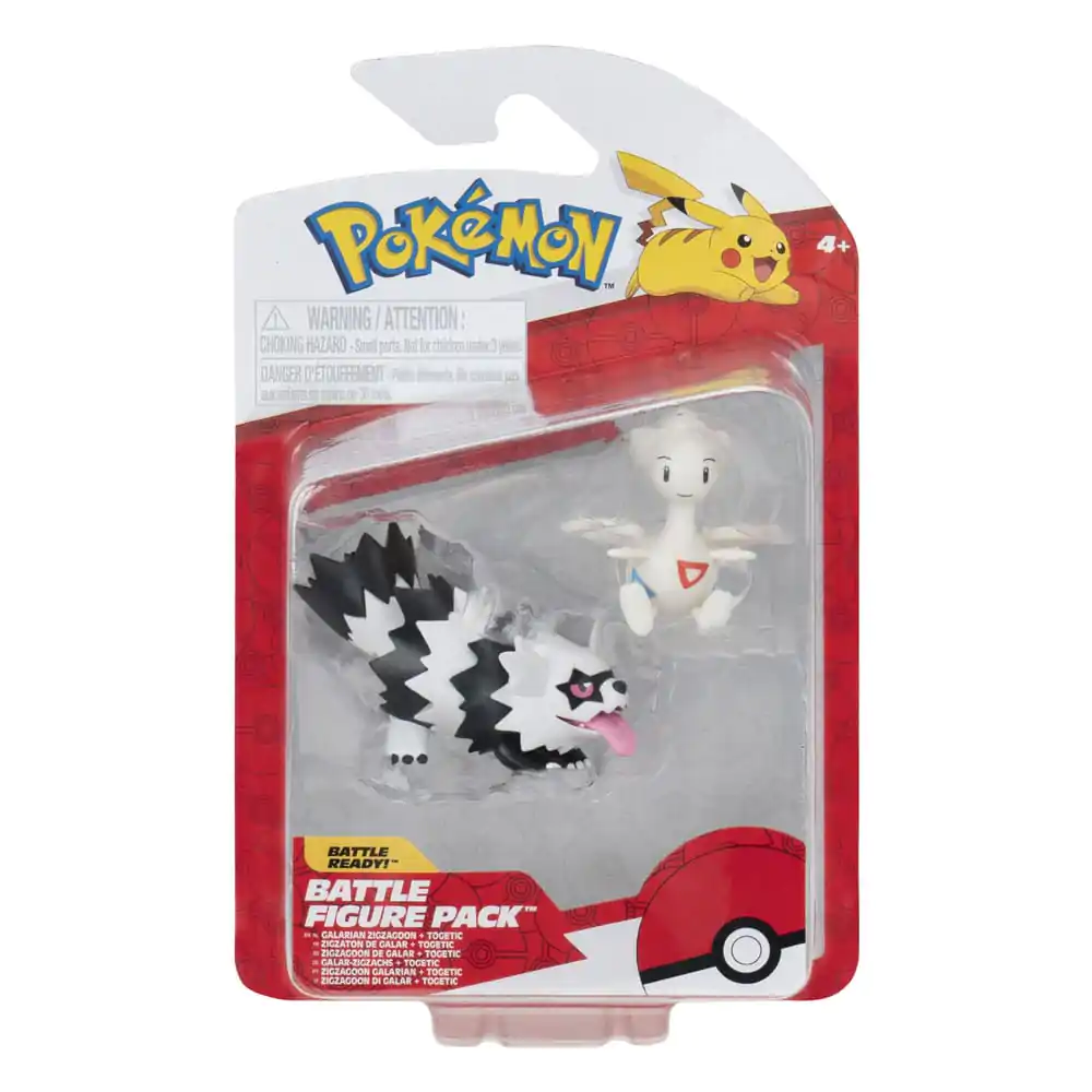 Set 2 figurine Pokémon Galarian Zigzagoon & Togetic cu Stand 8 cm poza produsului