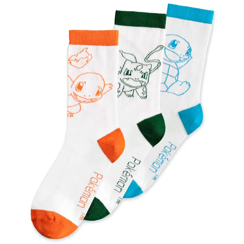 Set 3 perechi șosete Pokemon Charmander, Bulbasaur, Squirtle 43/46 poza produsului