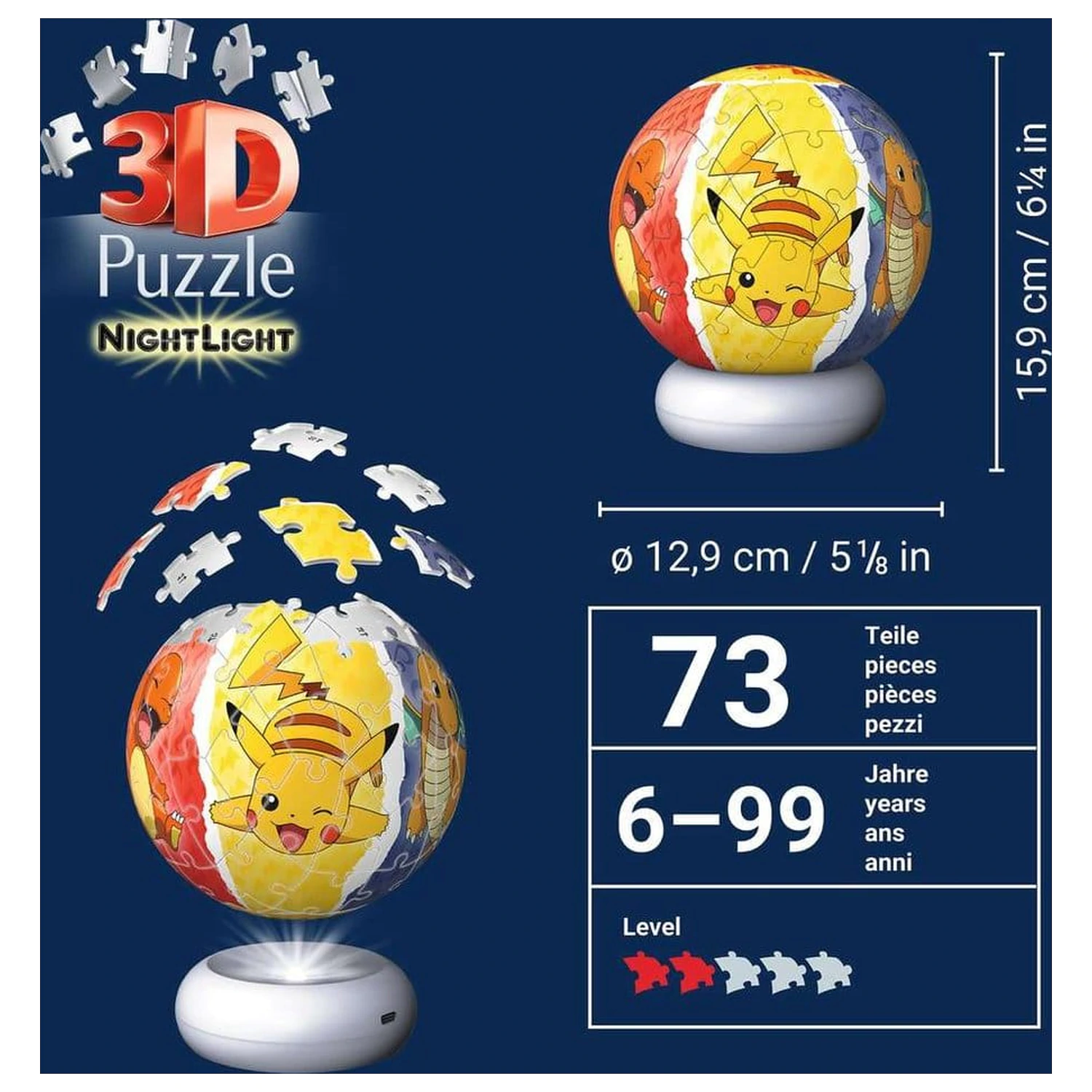 Pokémon 3D Jigsaw Puzzle Ball Nightlight (73 piese) poza produsului