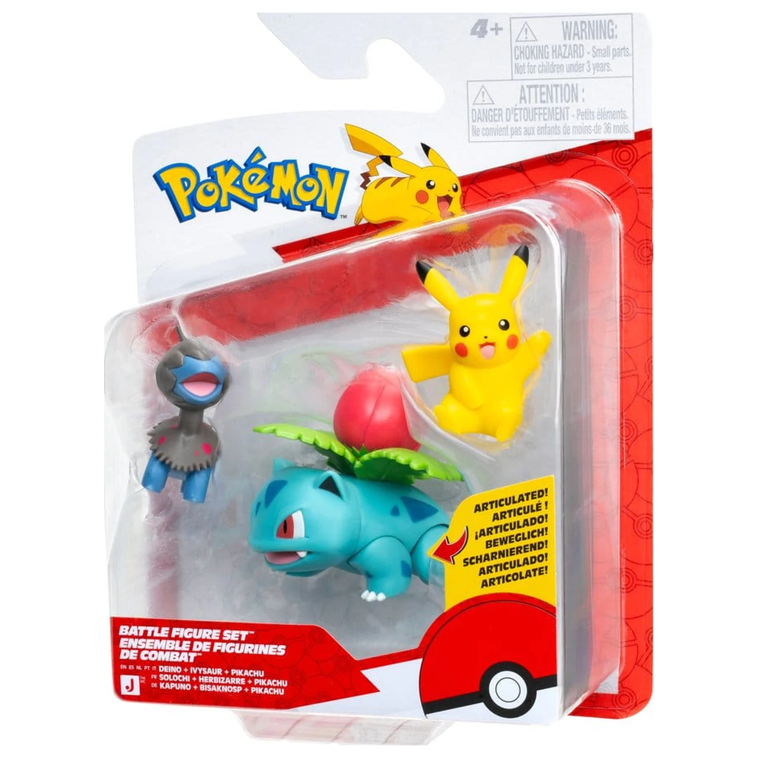 Pokémon Battle Figure Set Figurine de acțiune Pikachu, Deino si Ivysaur (3-piese) poza produsului