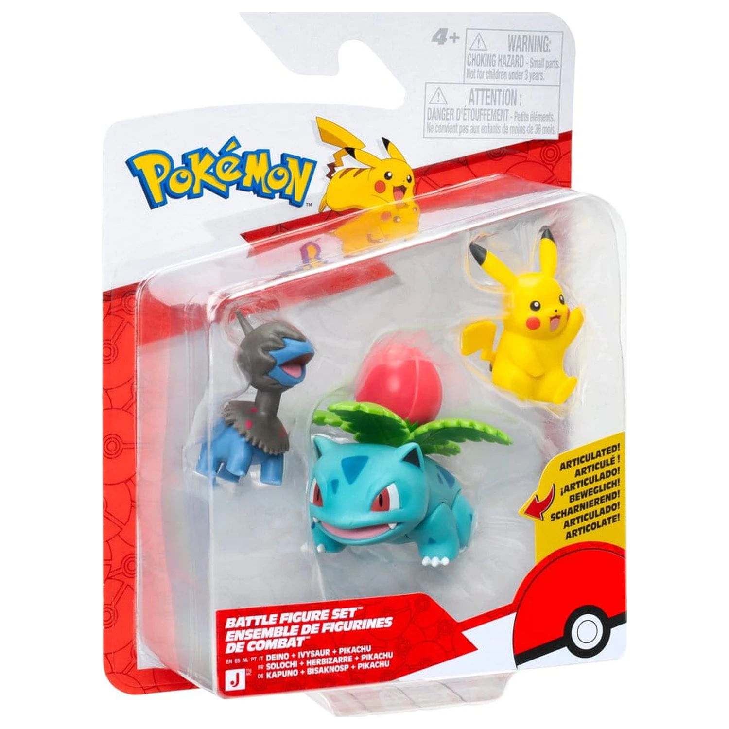Pokémon Battle Figure Set Figurine de acțiune Pikachu, Deino si Ivysaur (3-piese) poza produsului