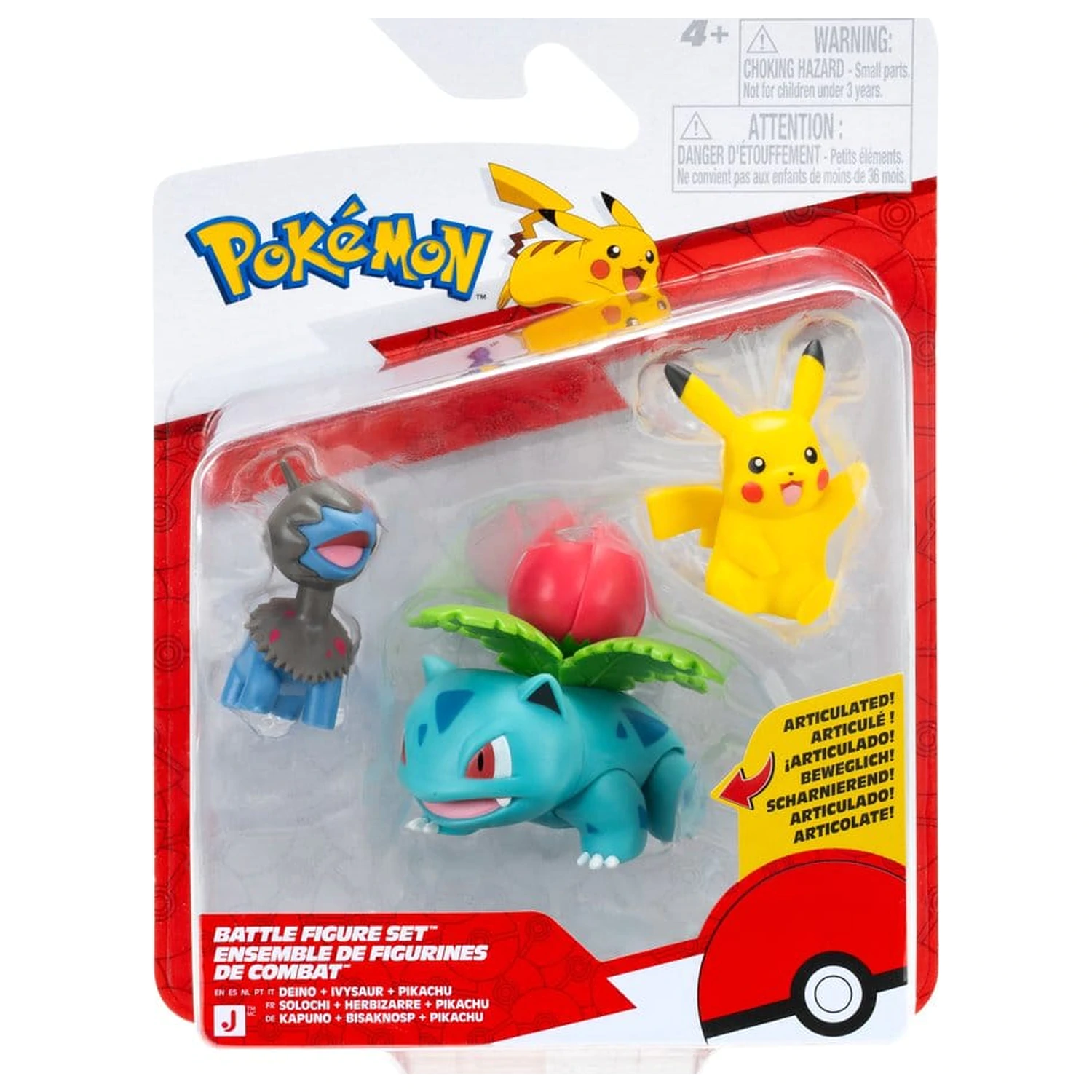 Pokémon Battle Figure Set Figurine de acțiune Pikachu, Deino si Ivysaur (3-piese) poza produsului