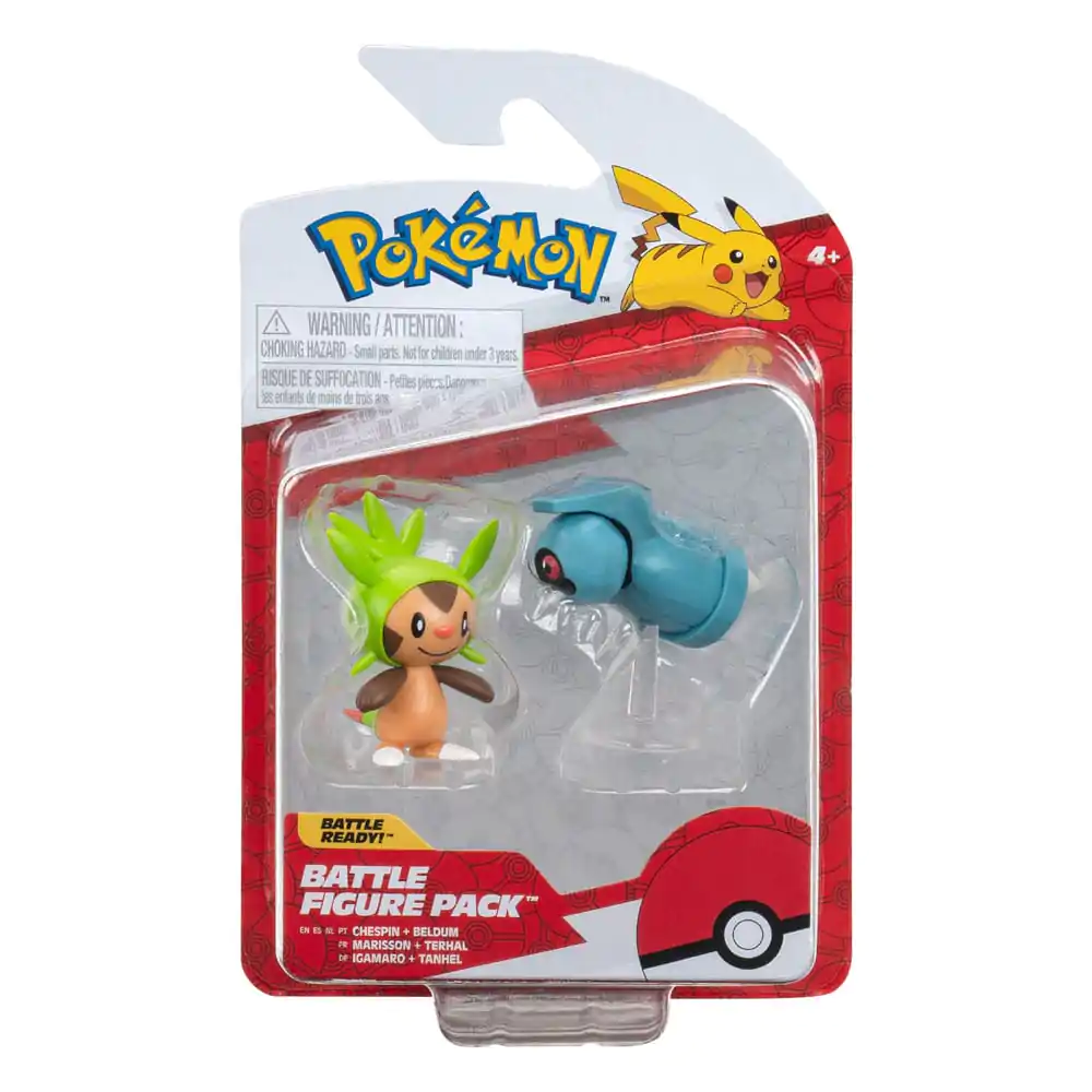 Pokémon Set Figurină de Luptă Primul Partener Set 2 figurine Chespin, Beldum 5 cm poza produsului