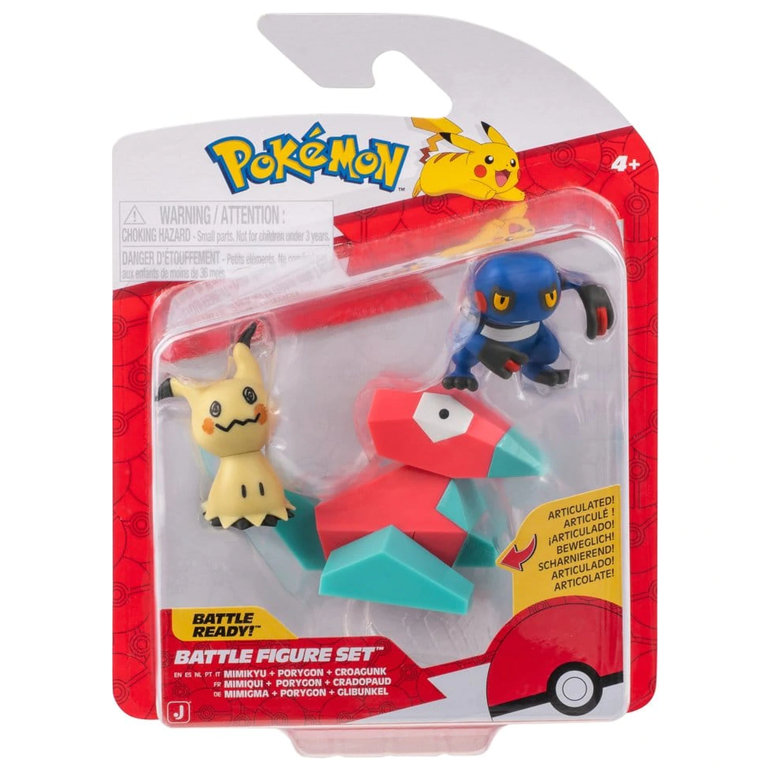Pokémon Battle Figure 3-Pack Mimikyu, Porygon & Croagunk 3 figurine de lupta poza produsului