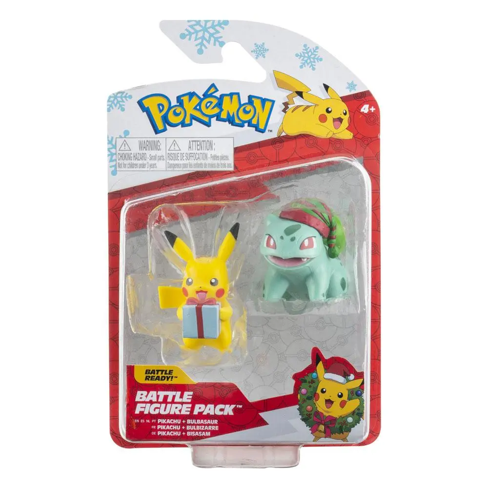 Pachet Figurine de Luptă Pokémon Mini Figurine 2-Pack Holiday Edition: Pikachu & Bulbasaur 5 cm poza produsului