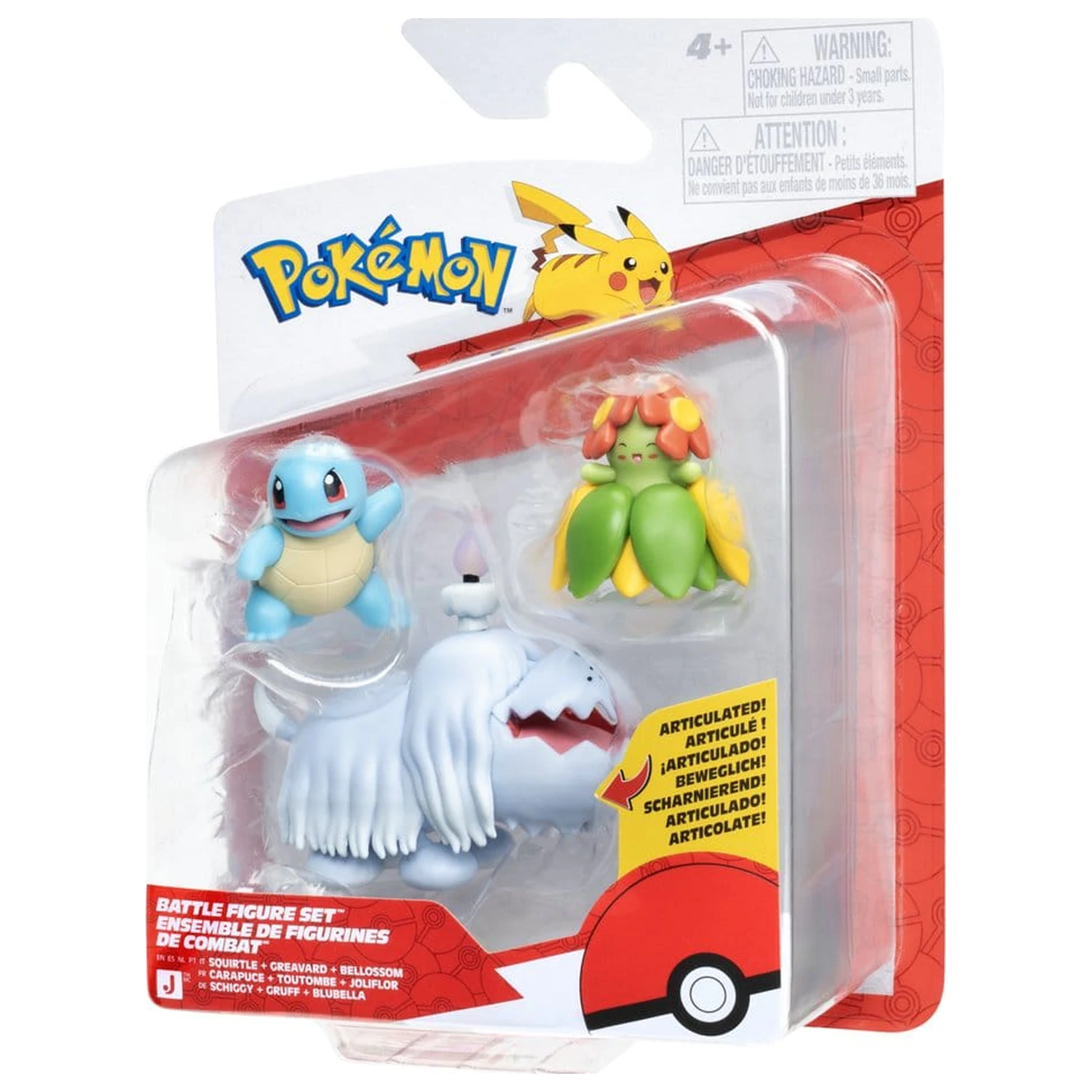 Pokémon Battle Figure Set 3 bucati Squirtle, Greavard & Bellossom poza produsului