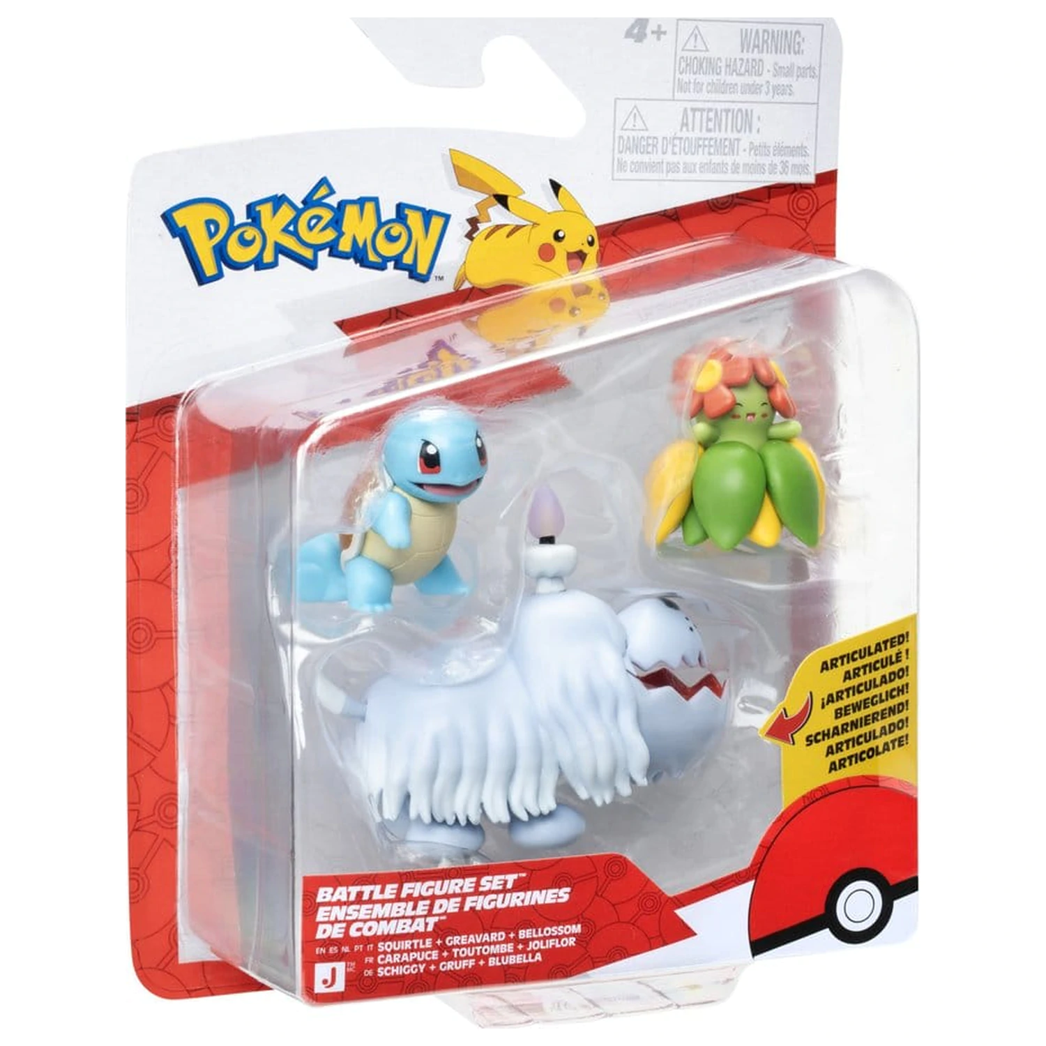 Pokémon Battle Figure Set 3 bucati Squirtle, Greavard & Bellossom poza produsului