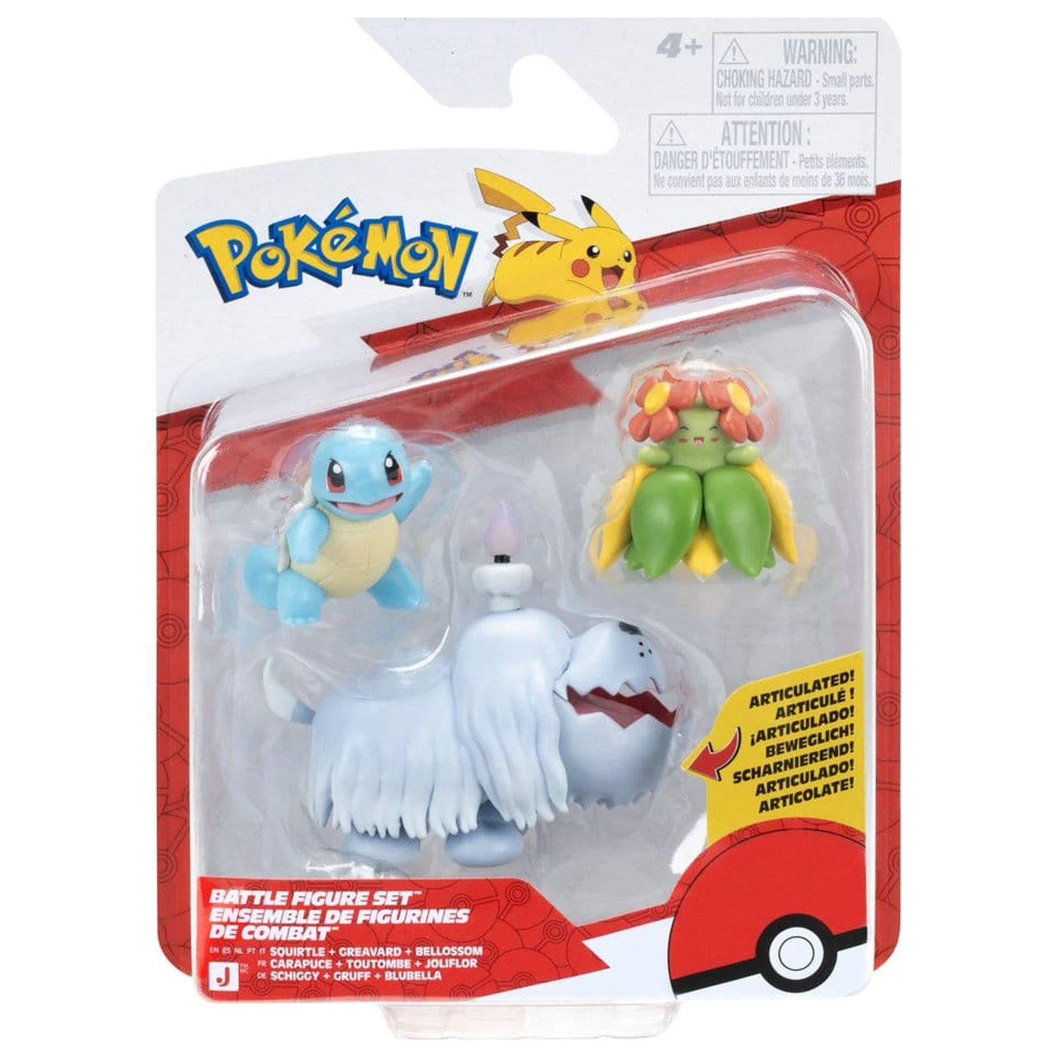 Pokémon Battle Figure Set 3 bucati Squirtle, Greavard & Bellossom poza produsului