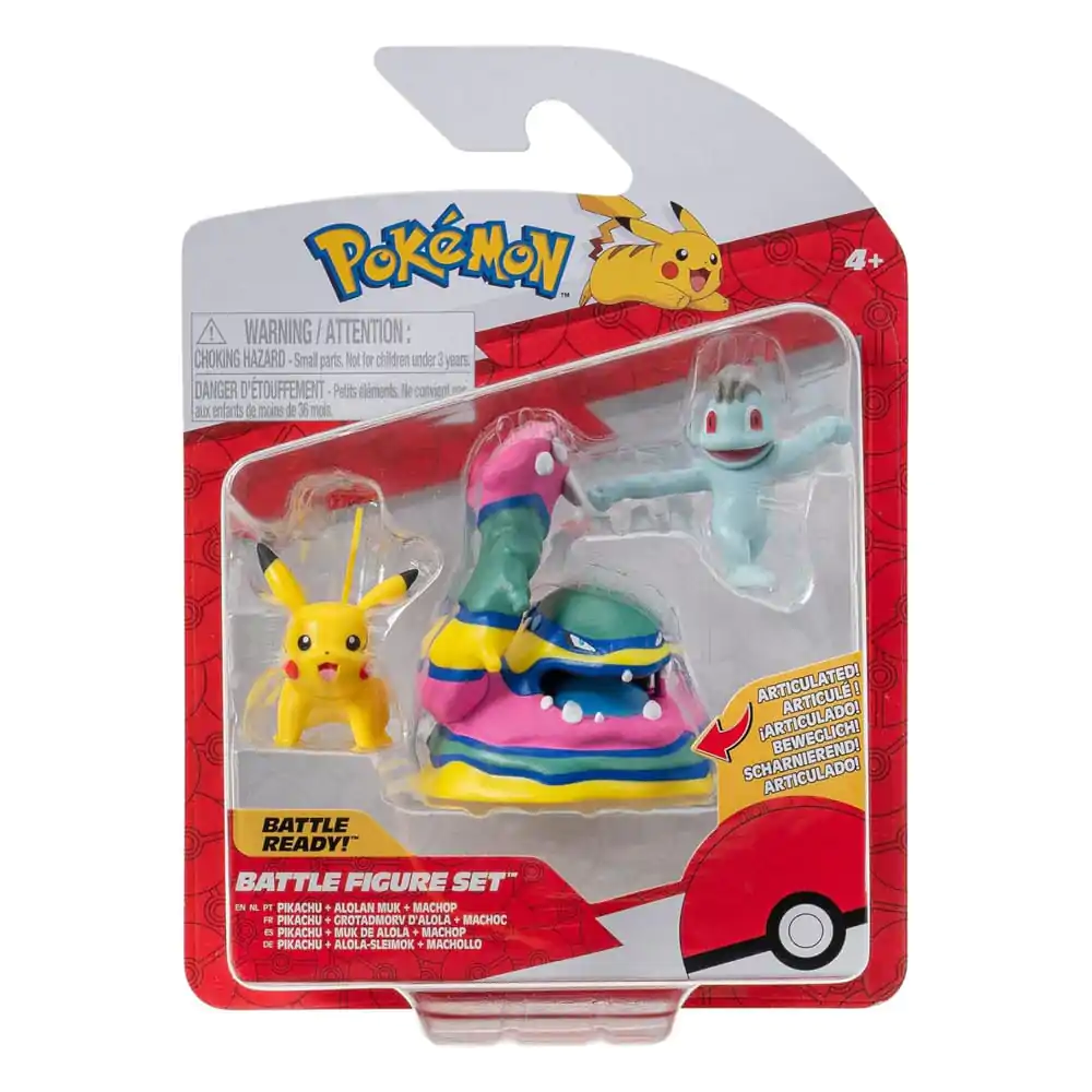 Pokémon Battle Figure Set, Pachet 3 figurine: Machop, Pikachu #1, Alolan Muk 5 cm poza produsului
