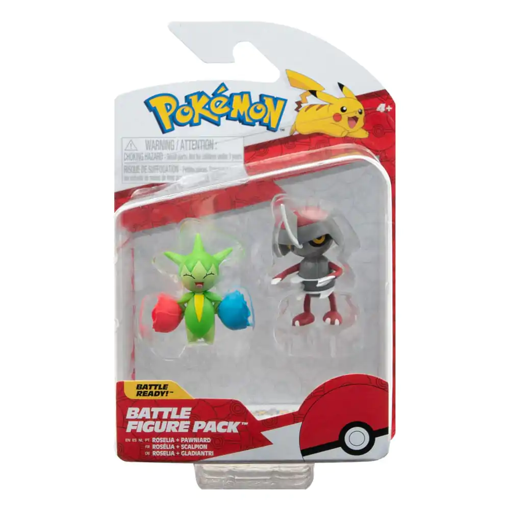 Pokémon Set Figurine de Luptă Mini Figurine 2-Pack Pawniard, Roselia 5 cm poza produsului