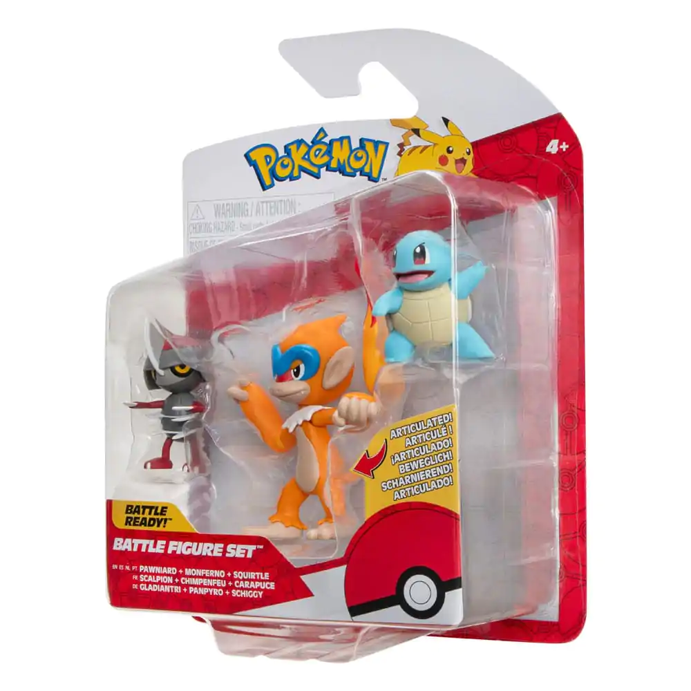 Set figurine de luptă Pokémon 3-Pack Pawniard, Squirtle #1, Monferno 5 cm poza produsului