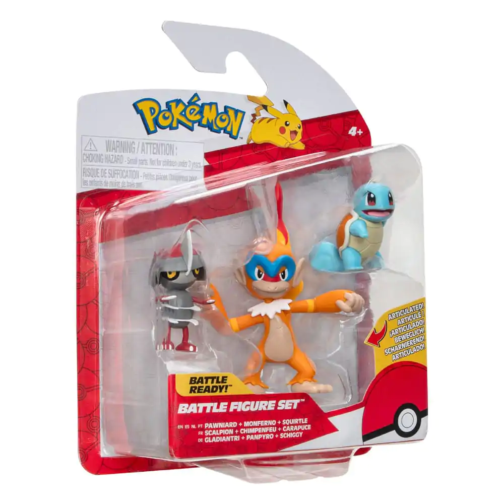 Set figurine de luptă Pokémon 3-Pack Pawniard, Squirtle #1, Monferno 5 cm poza produsului