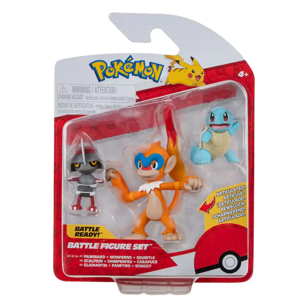 Set figurine de luptă Pokémon 3-Pack Pawniard, Squirtle #1, Monferno 5 cm poza produsului