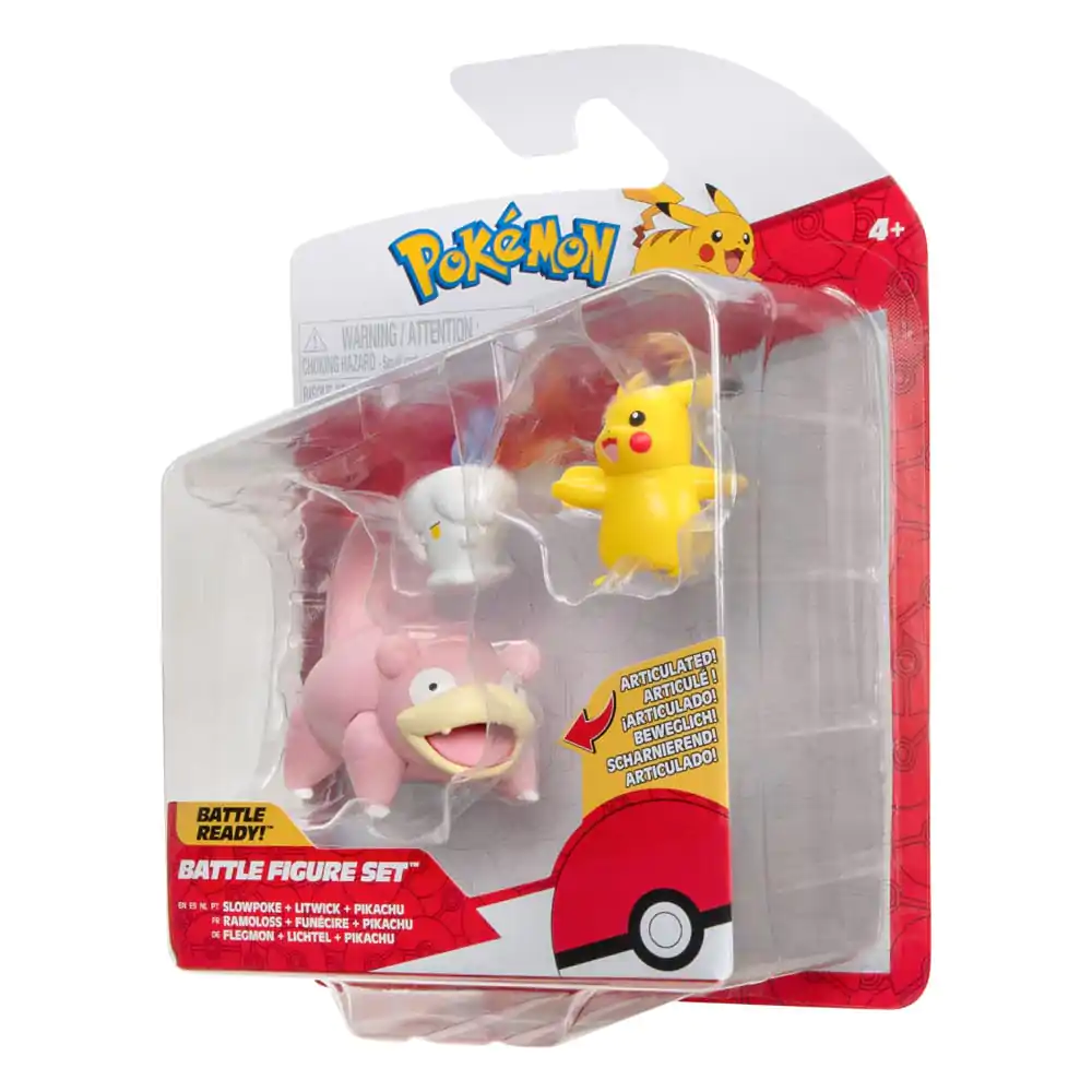 Pokémon Battle Figure Set pachet de 3 figurine Pikachu (feminin), Litwick, Slowpoke 5 cm poza produsului