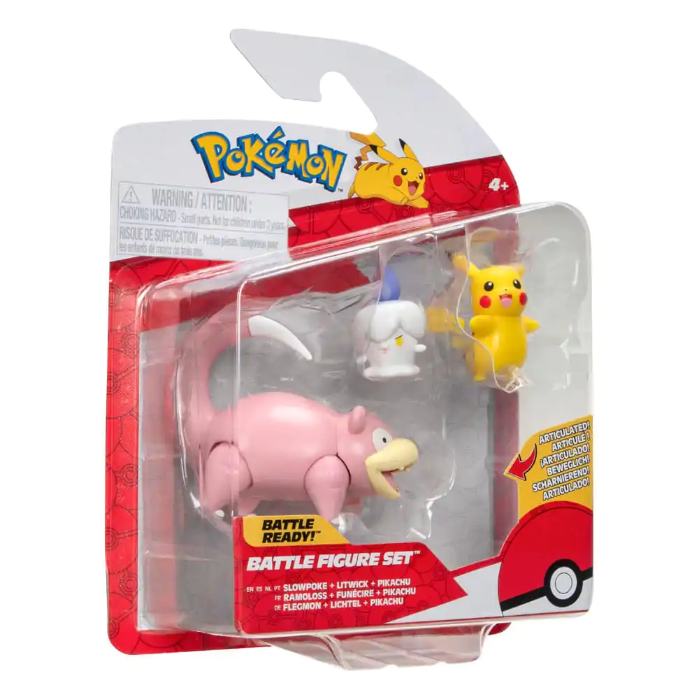 Pokémon Battle Figure Set pachet de 3 figurine Pikachu (feminin), Litwick, Slowpoke 5 cm poza produsului