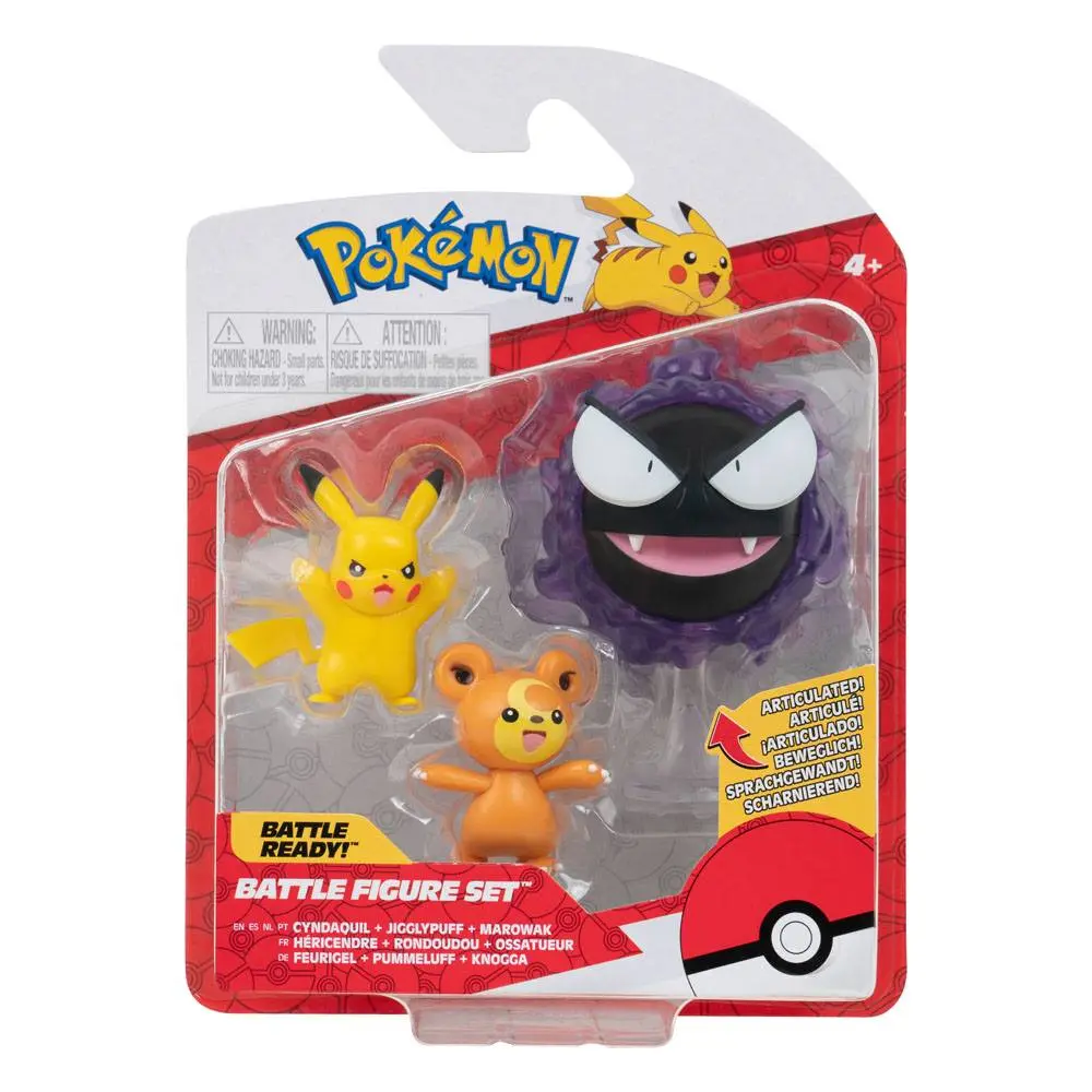 Pokémon Battle Figure Set 3 bucati Teddiursa, Pikachu #9, Gastly 5 cm poza produsului