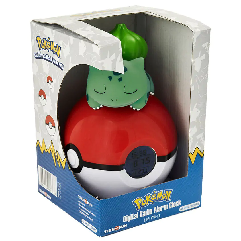 Ceas Deșteptător Pokémon Pokeball cu Lumină Bulbasaur 18 cm poza produsului