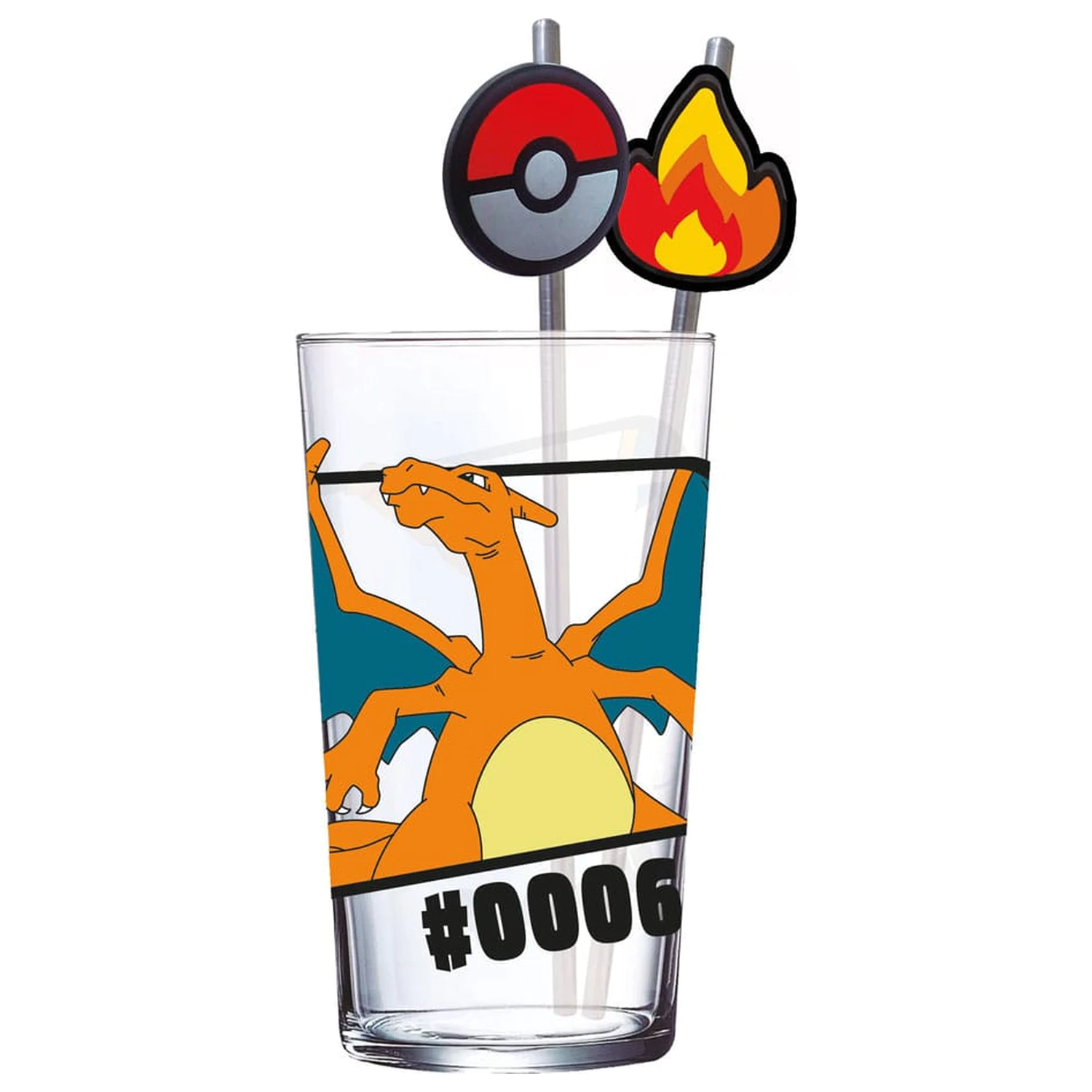 Pokémon Pahar de Sticlă cu Paie Charizard 480 ml poza produsului