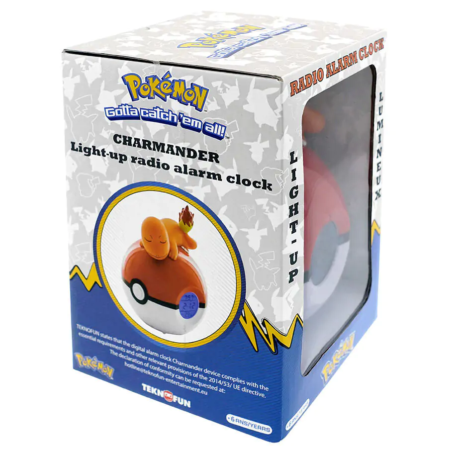 Ceas deșteptător Pokémon Pokeball cu lumină Charmander 18 cm poza produsului