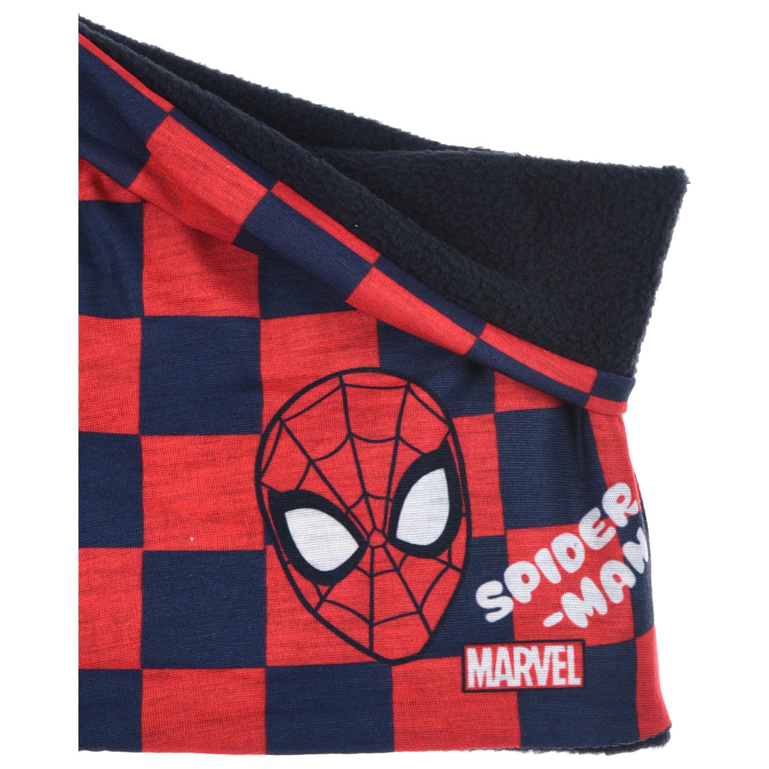 Spiderman eșarfă, guler tip cagulă pentru copii, cu model în carouri poza produsului