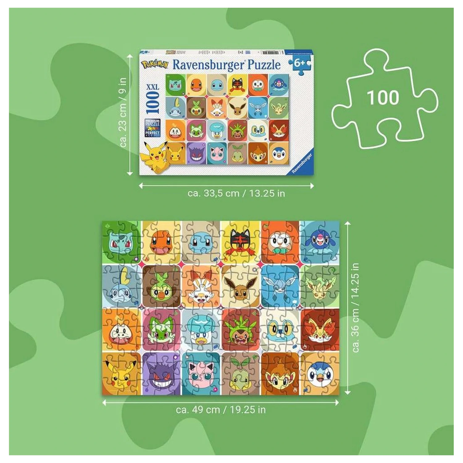 Pokémon Childrens Jigsaw Puzzle Pokémon Faces (100 bucăți XXL) poza produsului
