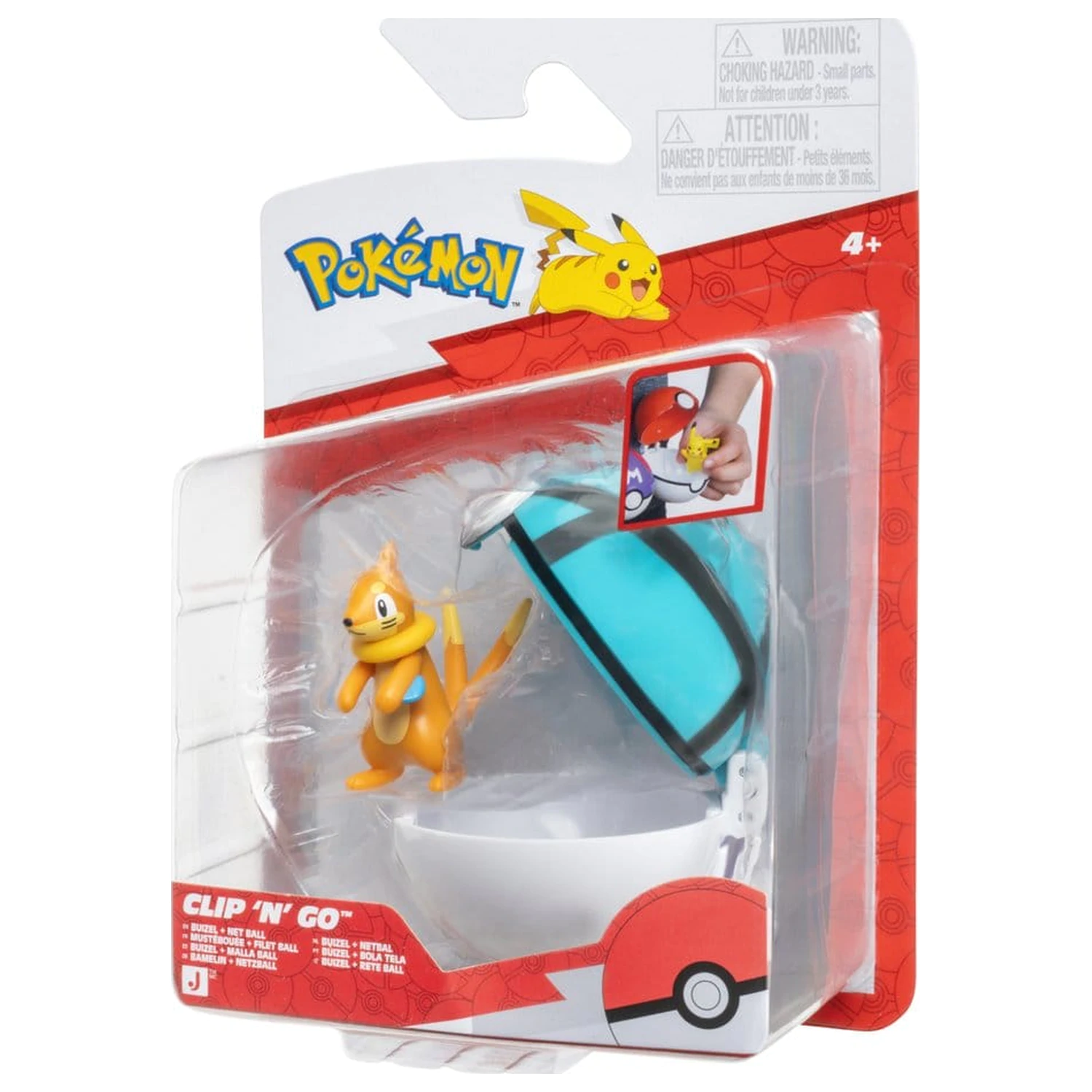 Pokémon Clip 'n' Go Action Figure Buizel & Net Ball poza produsului