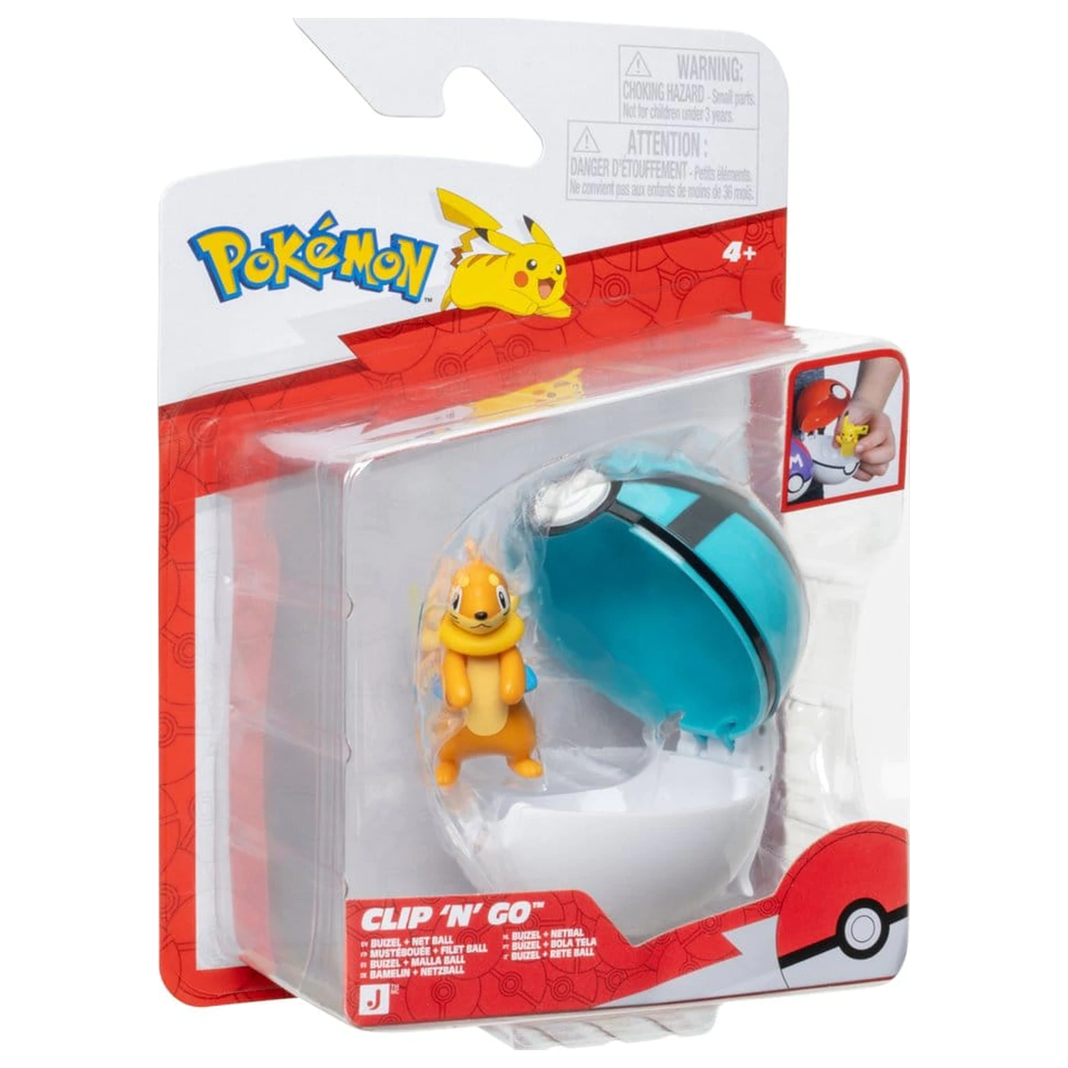 Pokémon Clip 'n' Go Action Figure Buizel & Net Ball poza produsului