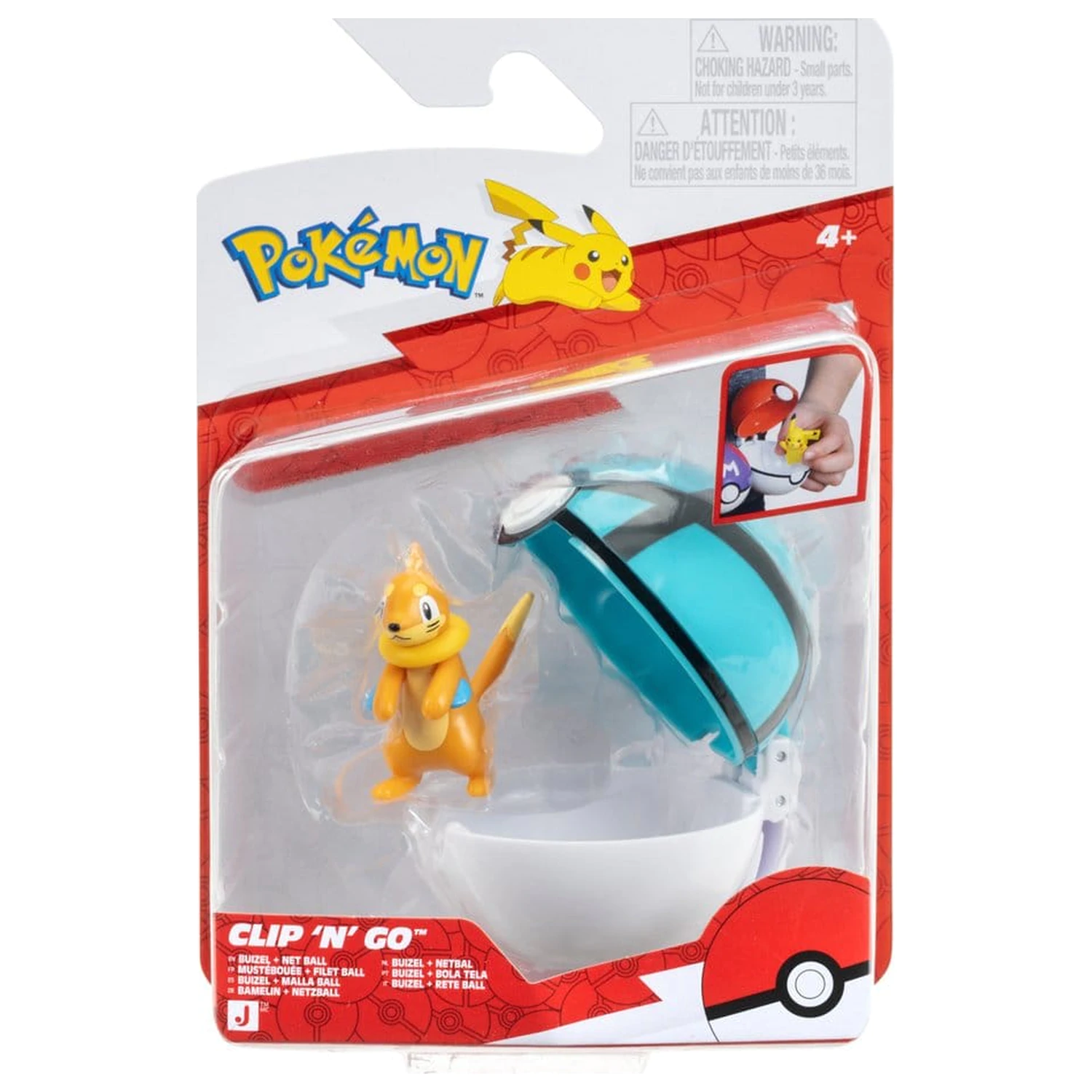 Pokémon Clip 'n' Go Action Figure Buizel & Net Ball poza produsului