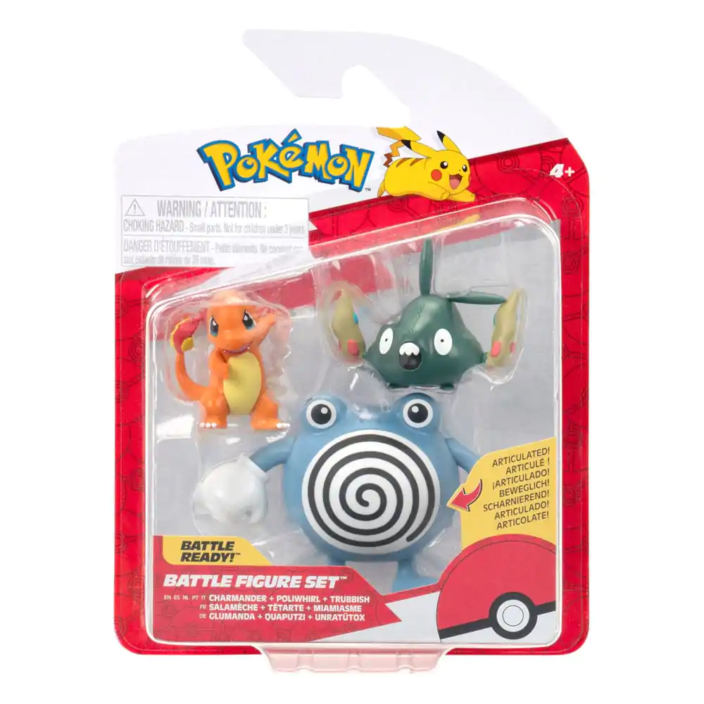 Set figurine de luptă Pokémon First Partner, pachet de 3 figurine Charmander, Trubbish & Poliwhirl poza produsului