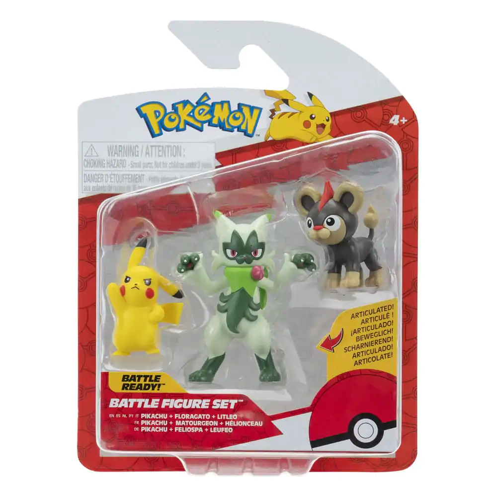 Set Figurina de Luptă Pokémon Primul Partener Set 3 figurine Litleo, Pikachu & Floragato poza produsului