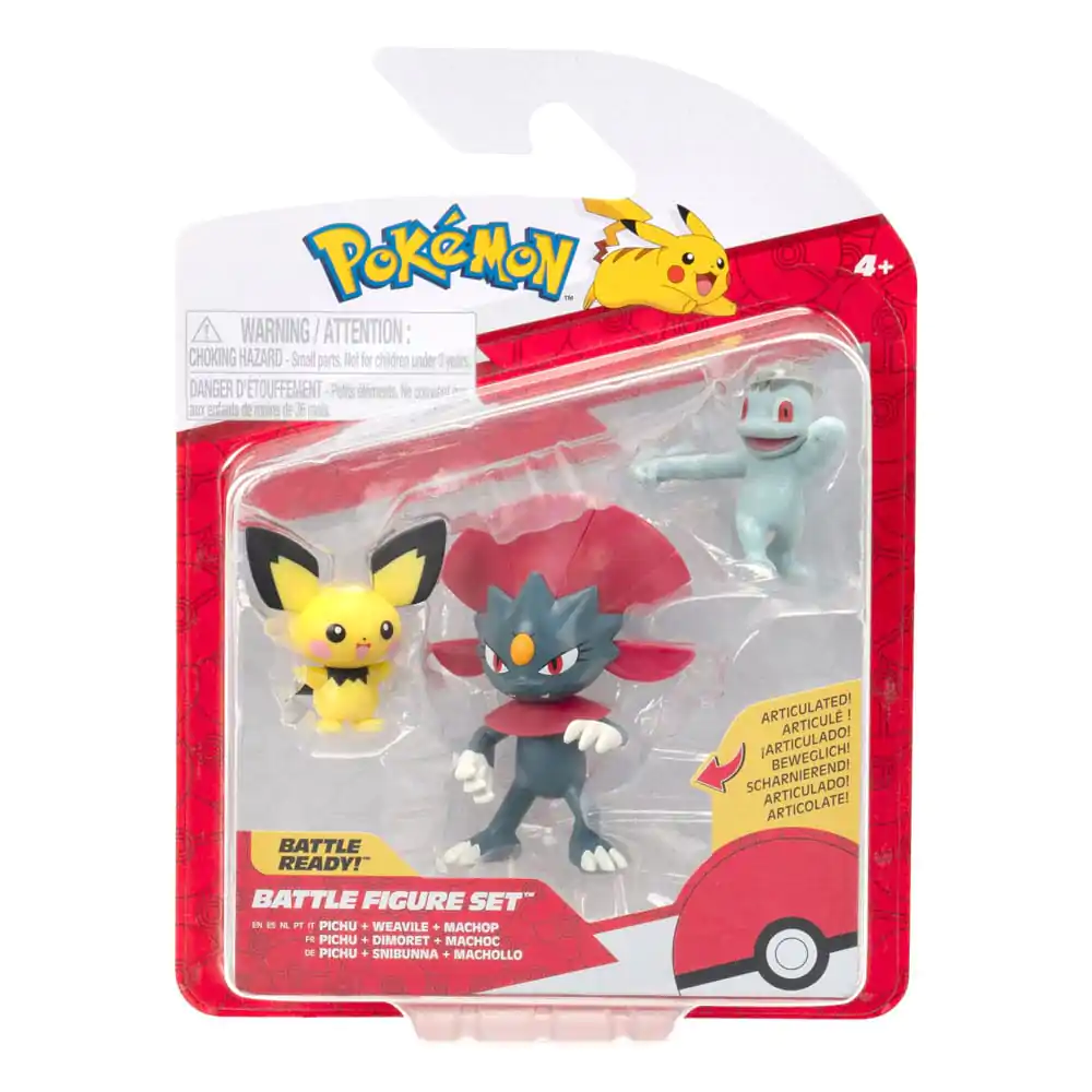Set Figurine de Luptă Pokémon Primul Partener 3 figurine Pichu, Machop, & Weavile poza produsului