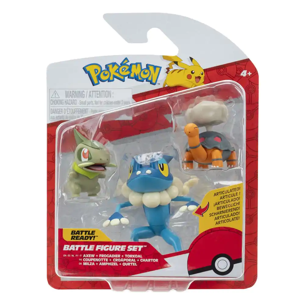 Pokémon First Partner Battle Figure Set Set figurine 3 buc. Torkoal, Axew & Frogadier poza produsului