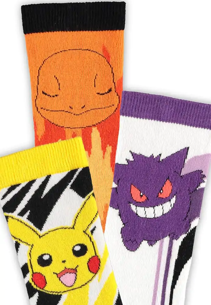 Șosete Pokémon Set 3 Pikachu, Charmander, Gengar 39-42 poza produsului