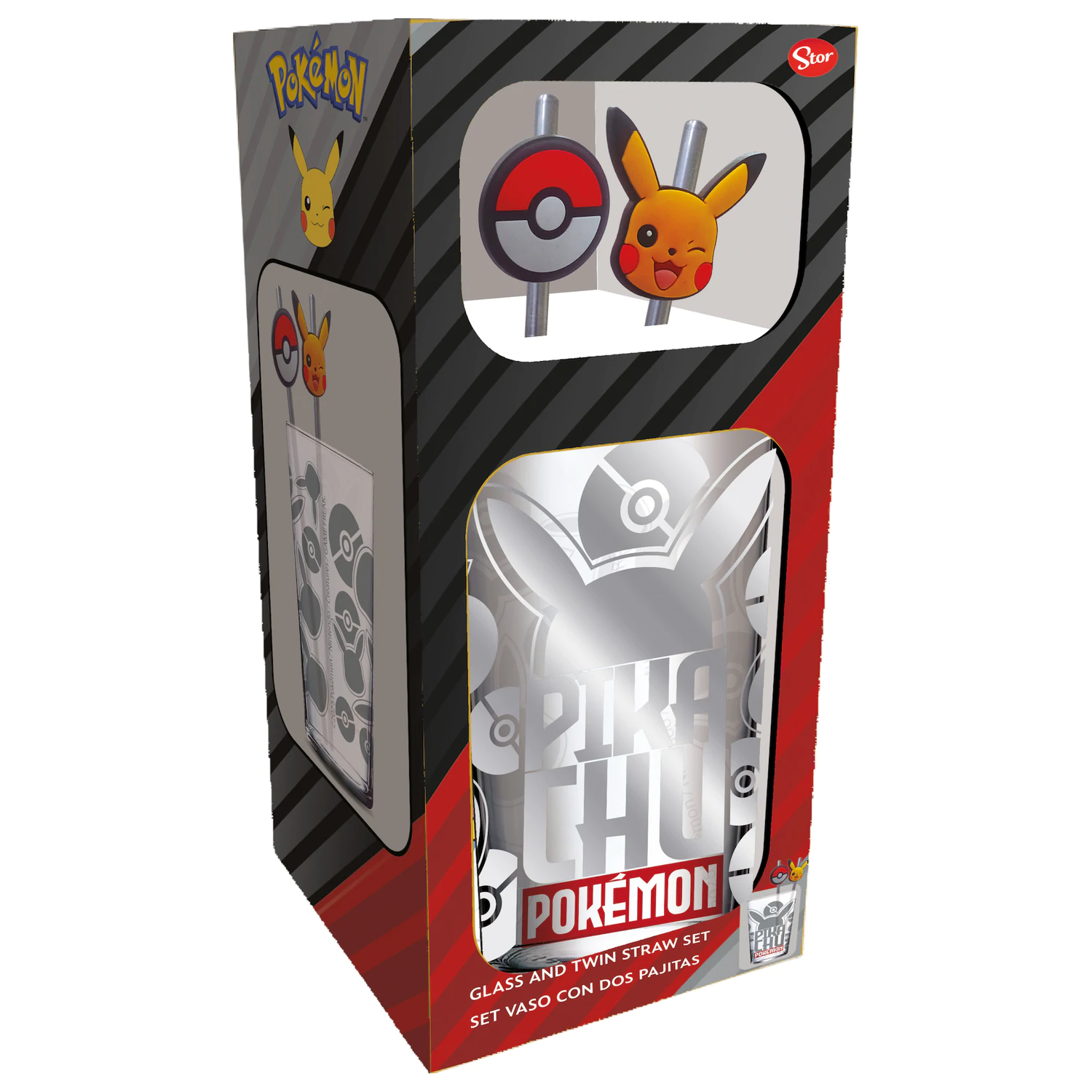 Pokémon Pikachu Glass Tumbler cu Paie poza produsului