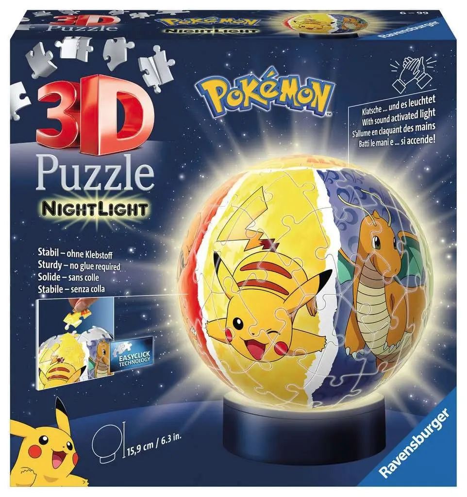 Pokémon Puzzle 3D NightLight Puzzle Ball (72 piese) poza produsului