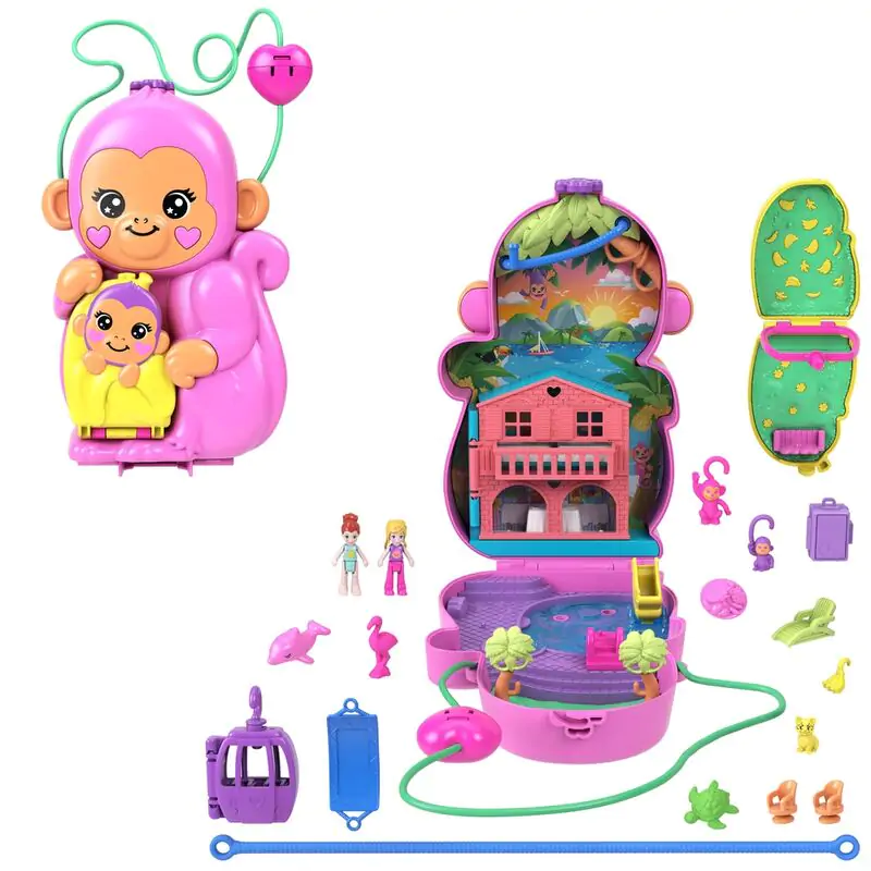 Polly Pocket Mama monkey and baby bag playset poza produsului