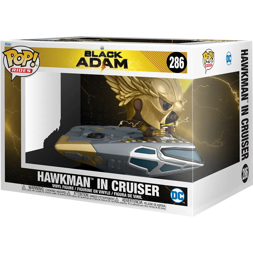 Black Adam POP! Rides Figurina Vinyl Super Deluxe Hawkman în Cruiser 15 cm poza produsului