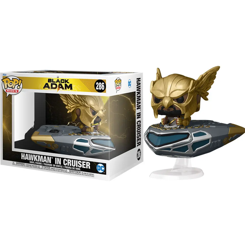 Black Adam POP! Rides Figurina Vinyl Super Deluxe Hawkman în Cruiser 15 cm poza produsului