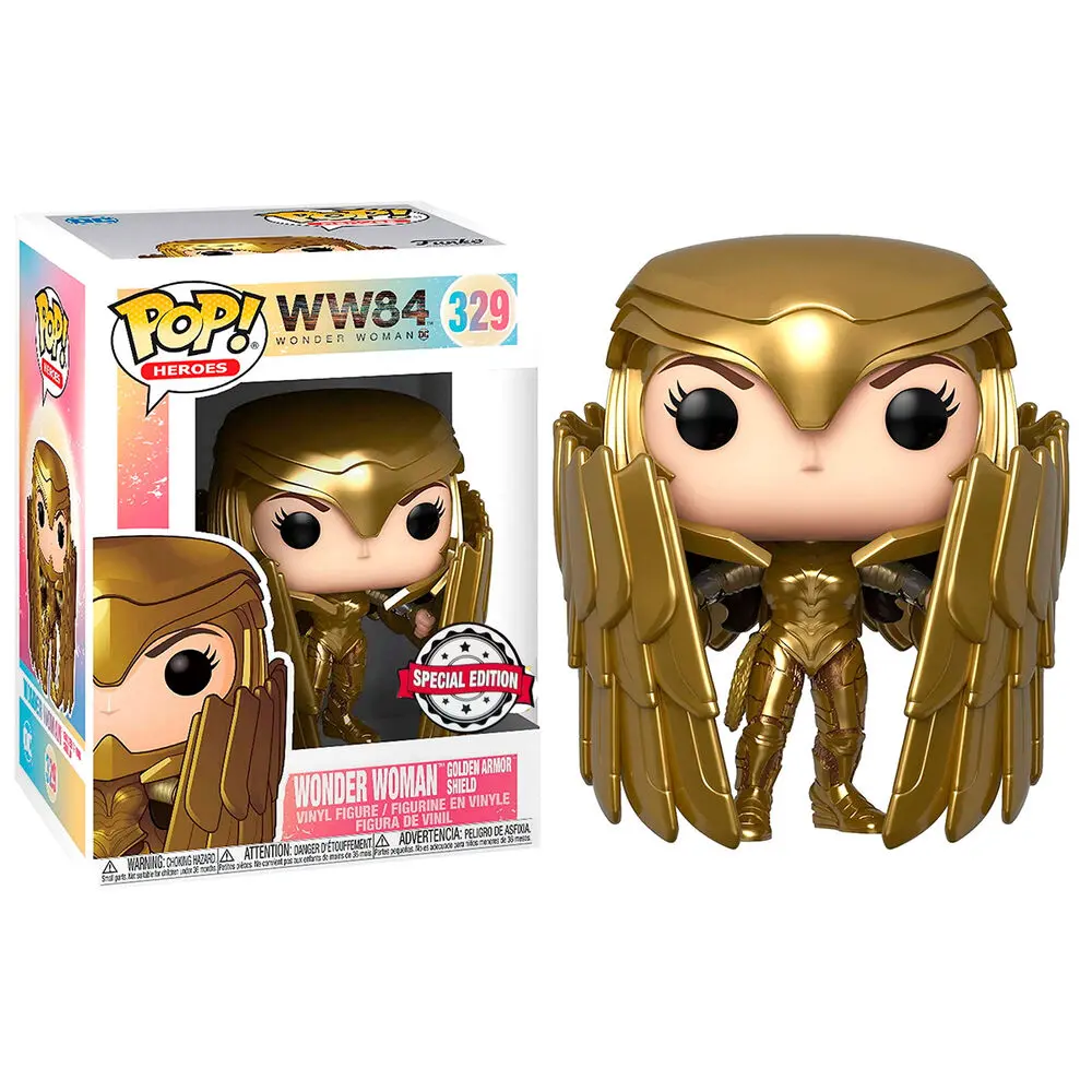 figurina POP DC Comics Wonder Woman 84 - Wonder Woman Gold Shield Metallic Exclusive poza produsului